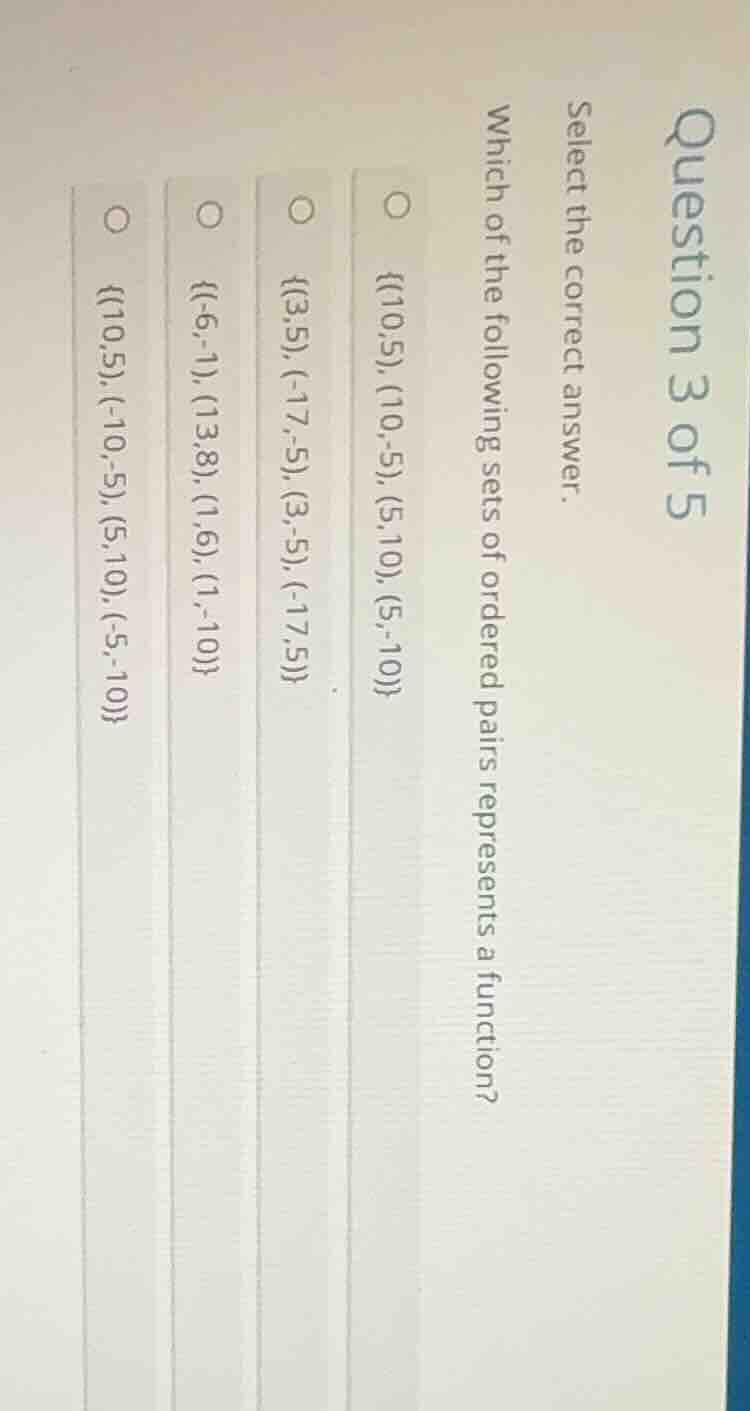 question 3 of 5 select the correct answer. which of the following sets …