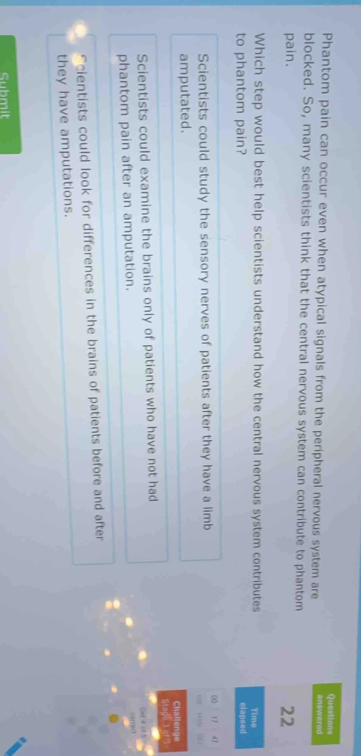 phantom pain can occur even when atypical signals from the peripheral n…