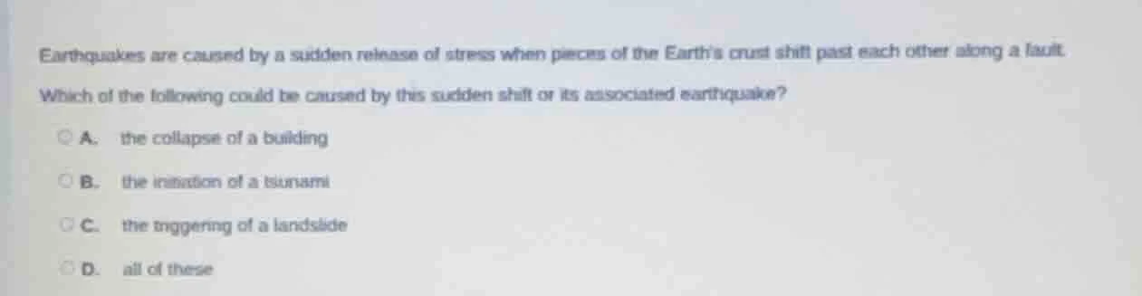 earthquakes are caused by a sudden release of stress when pieces of the…