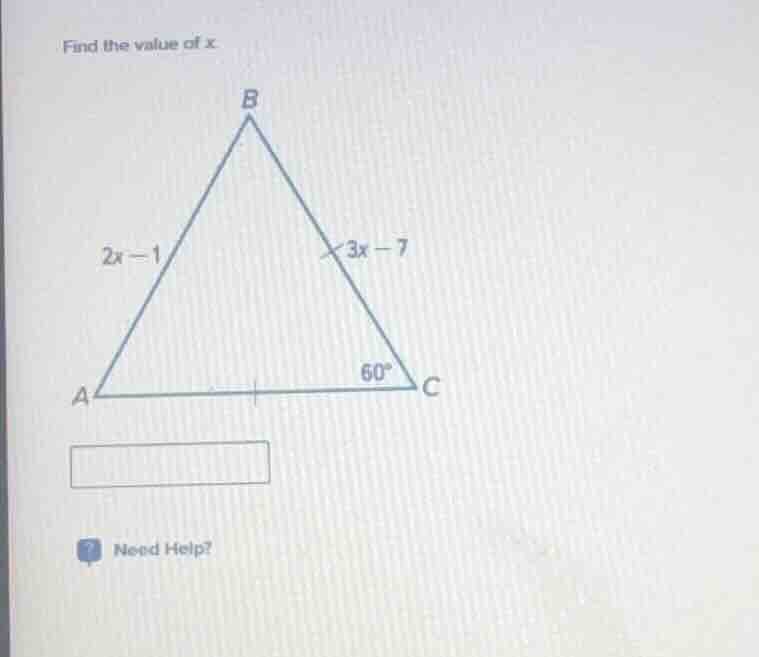 find the value of x. need help?