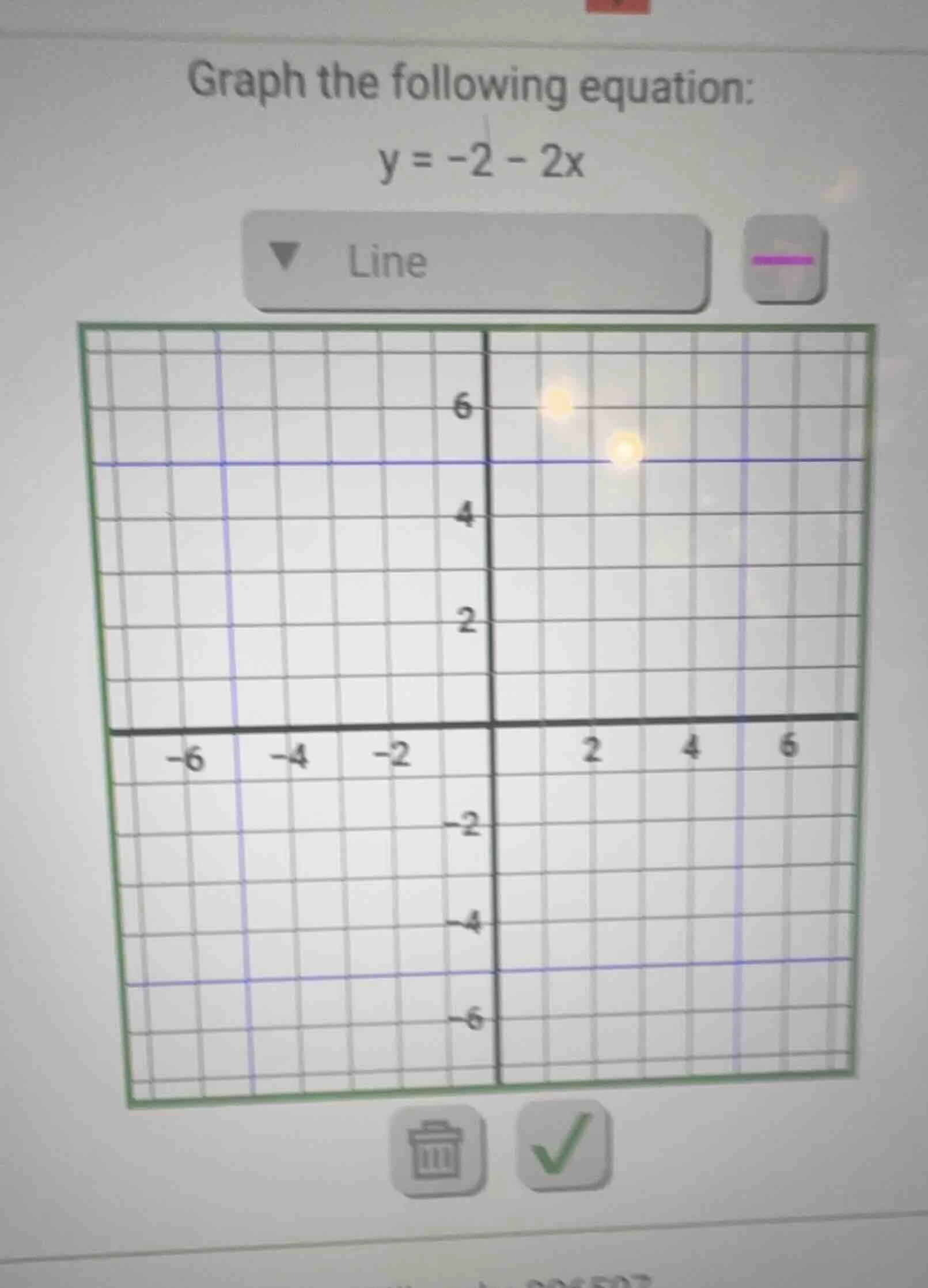 graph the following equation: y = -2 - 2x