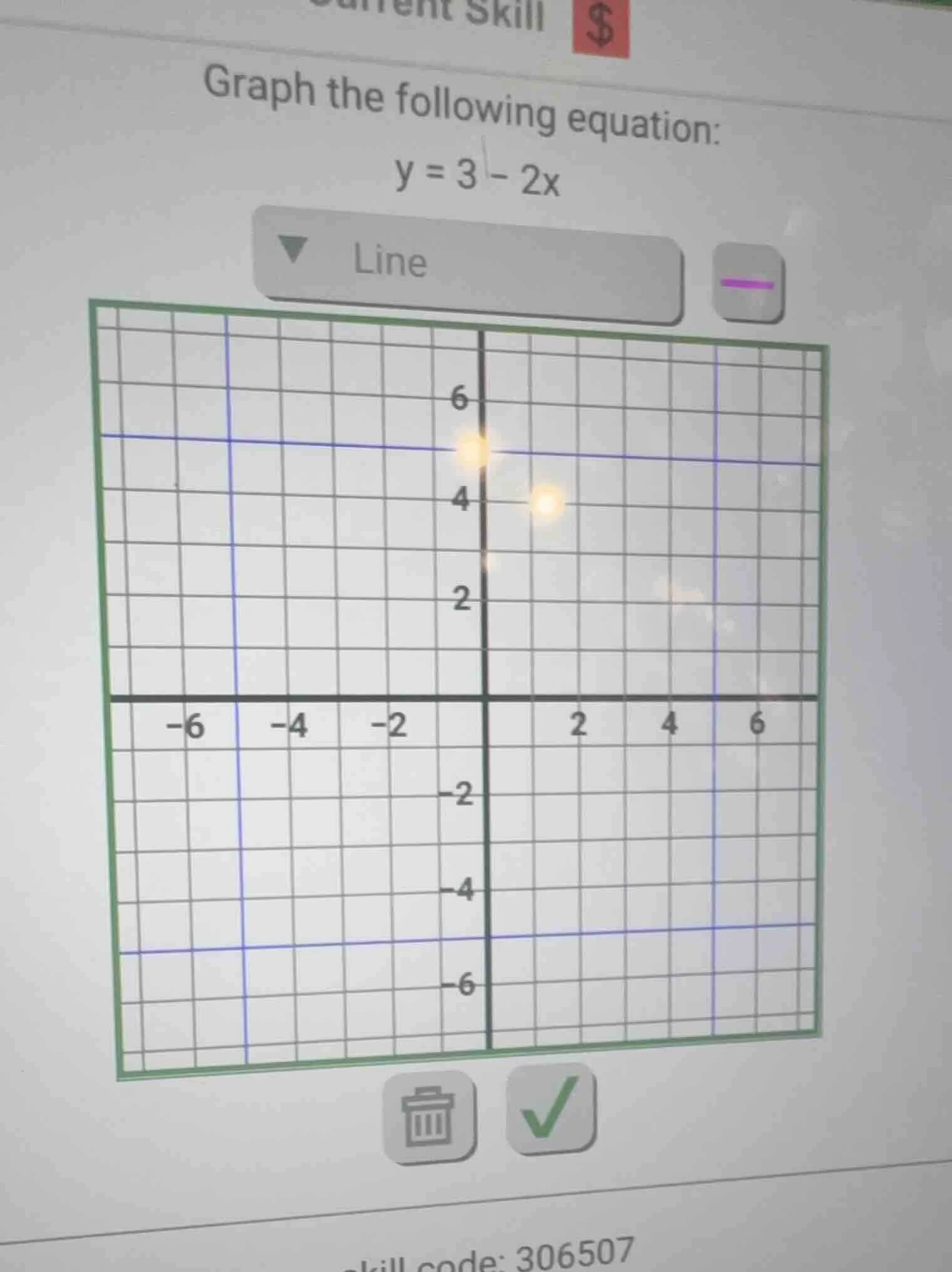 graph the following equation: y = 3 - 2x