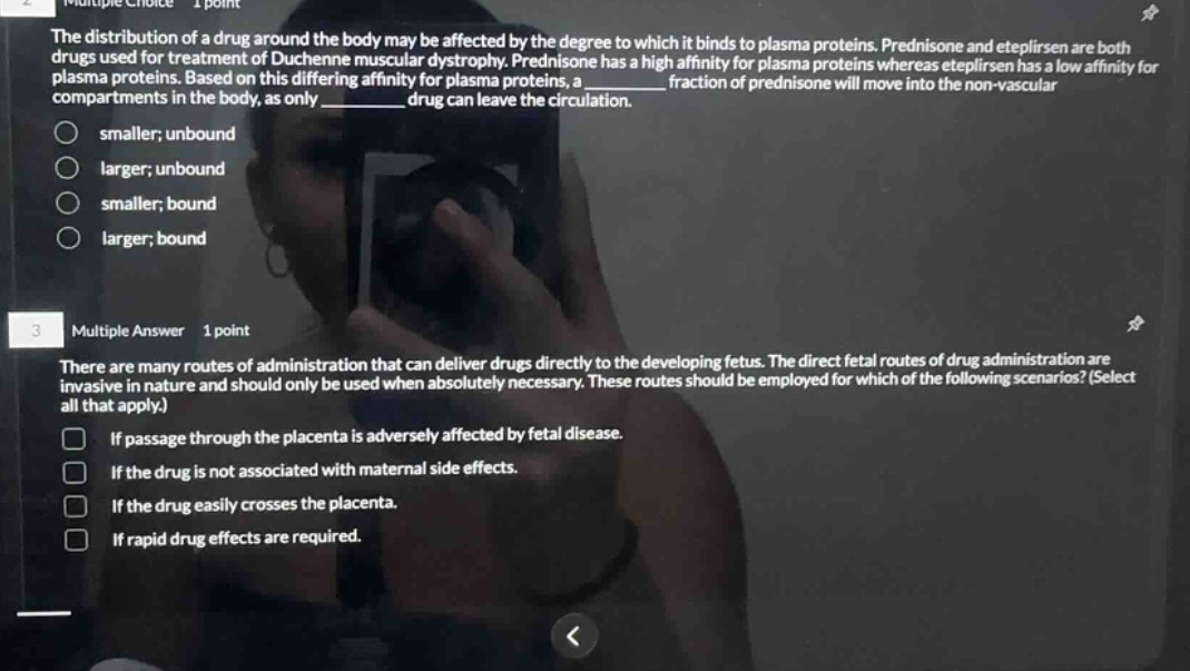 multiple choice 1 point the distribution of a drug around the body may …