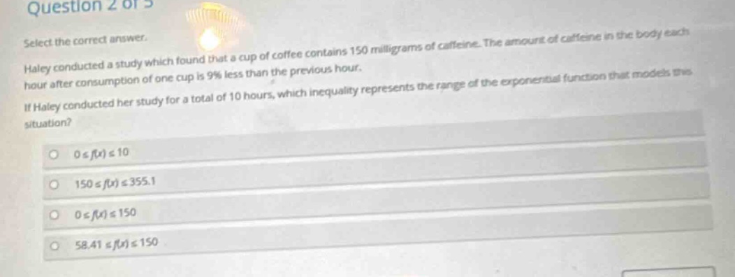 question 2 of 5 select the correct answer. haley conducted a study whic…