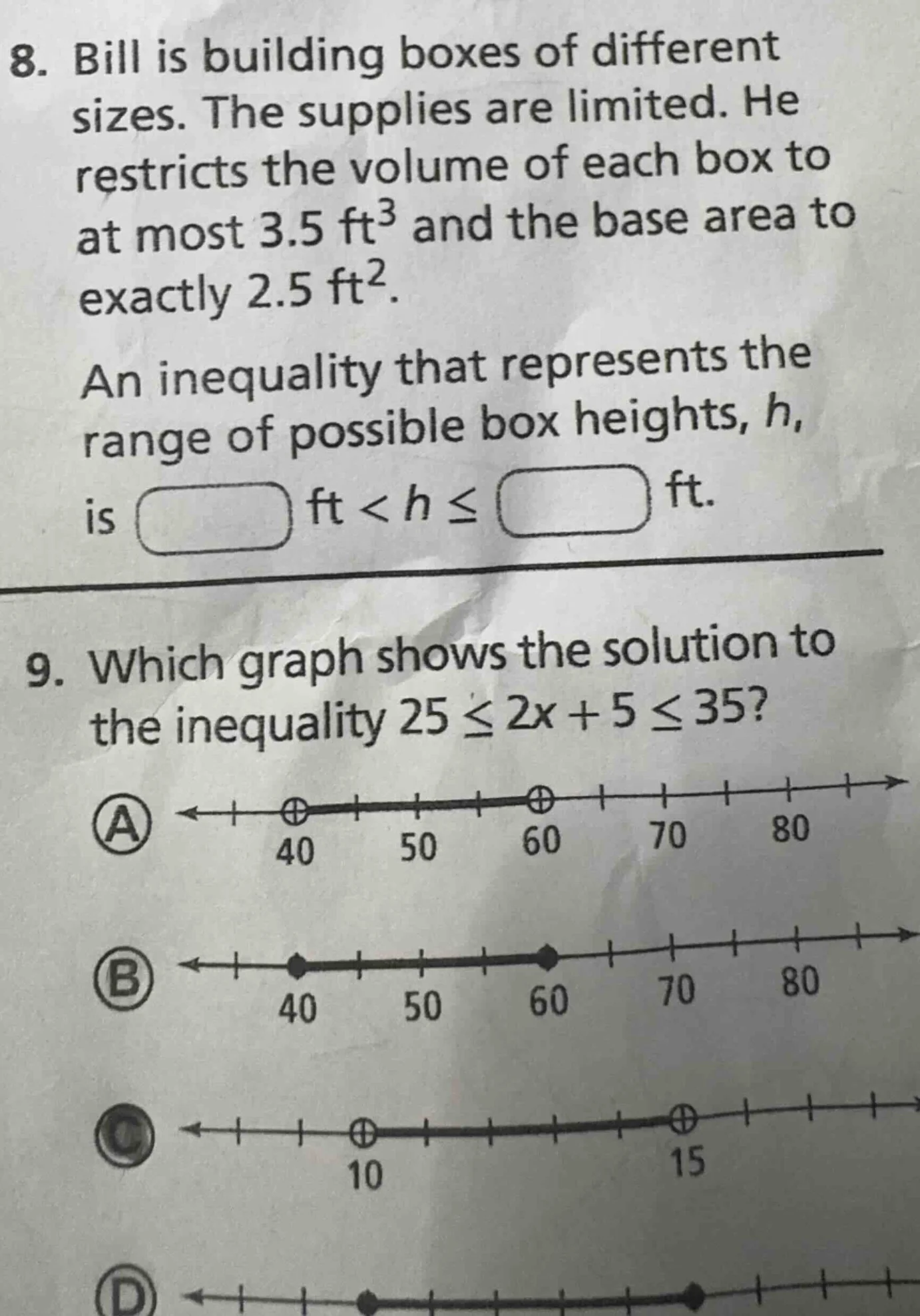 8. bill is building boxes of different sizes. the supplies are limited.…