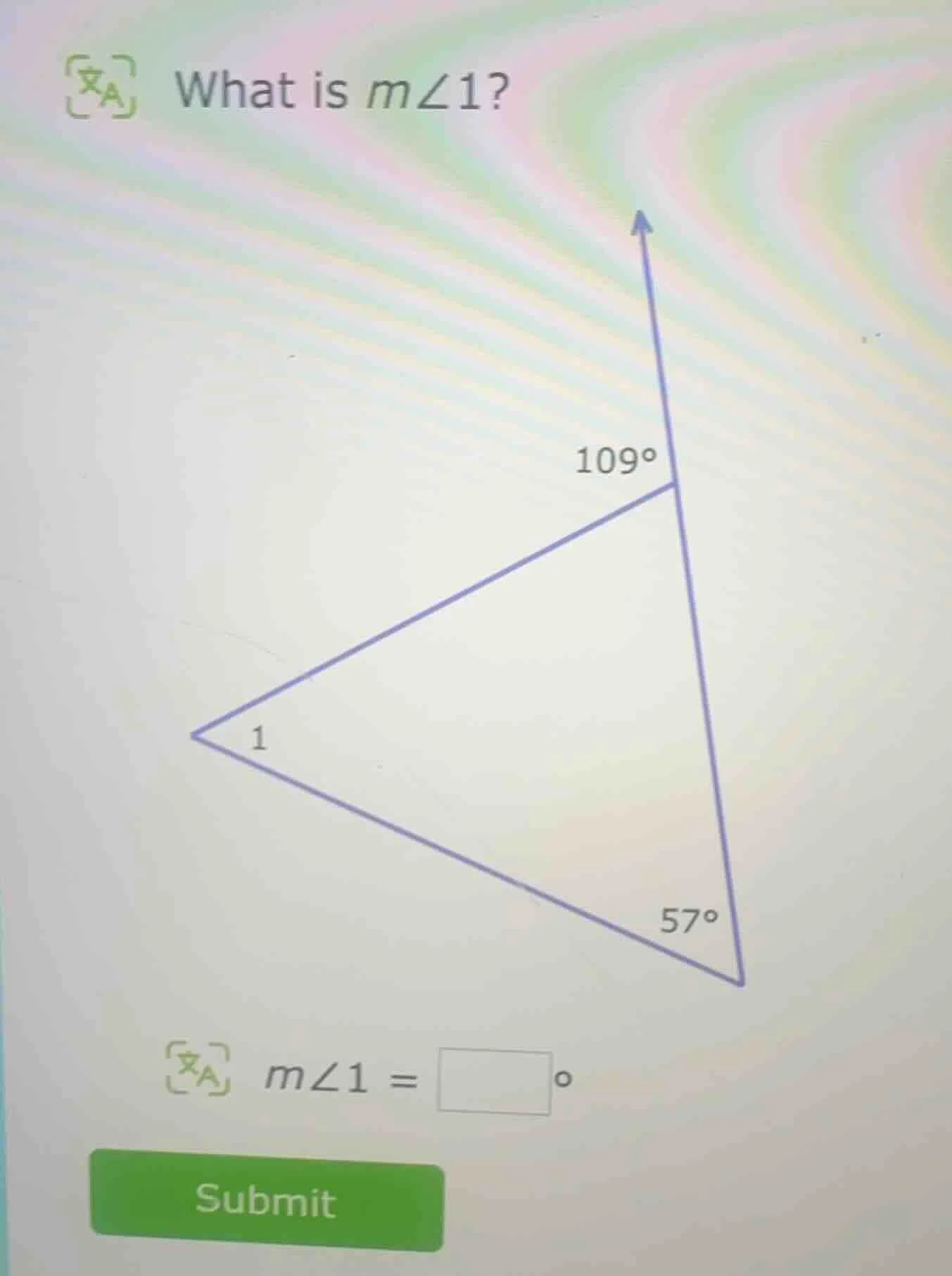 what is ( mangle 1 )? ( 109^circ ) ( 57^circ ) ( mangle 1 = square^circ…
