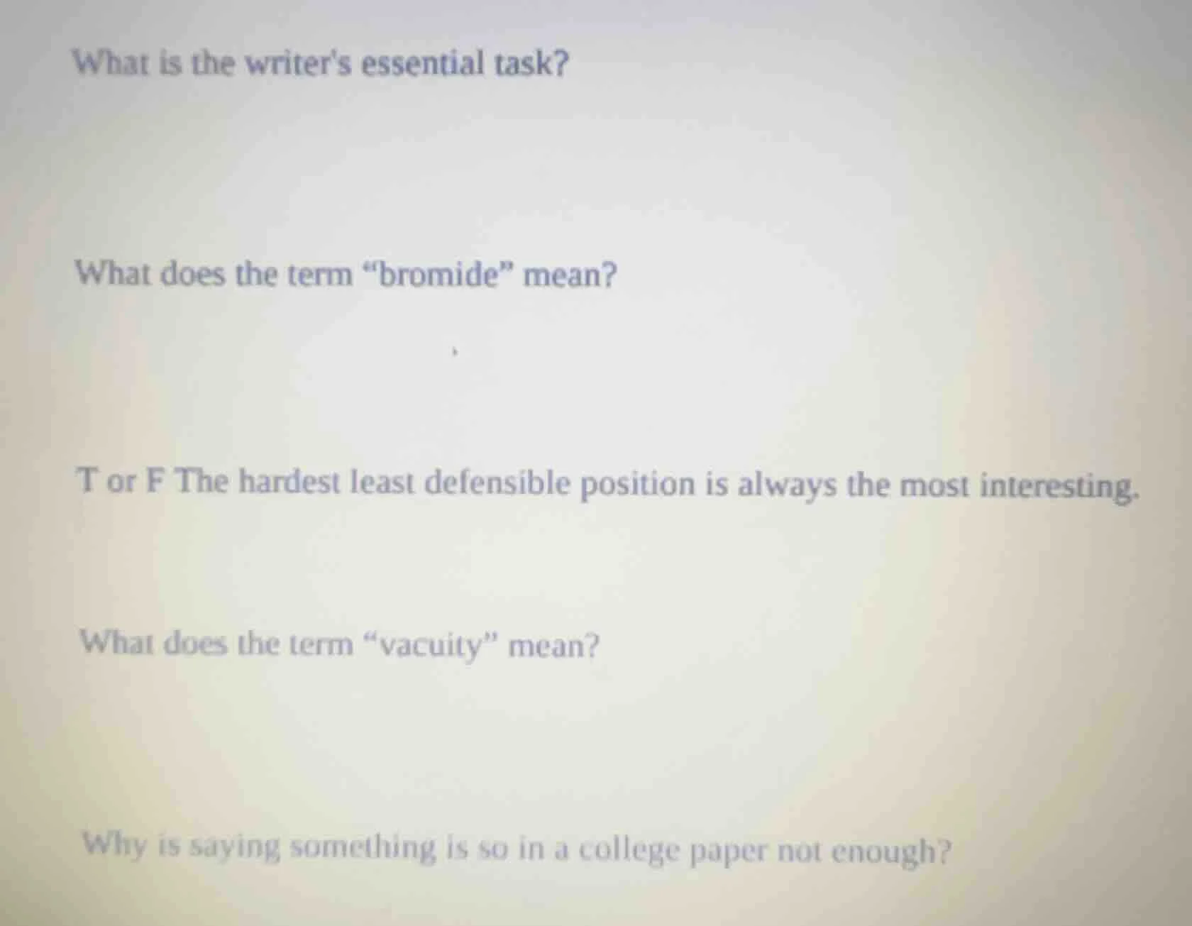 what is the writers essential task? what does the term \bromide\ mean? …