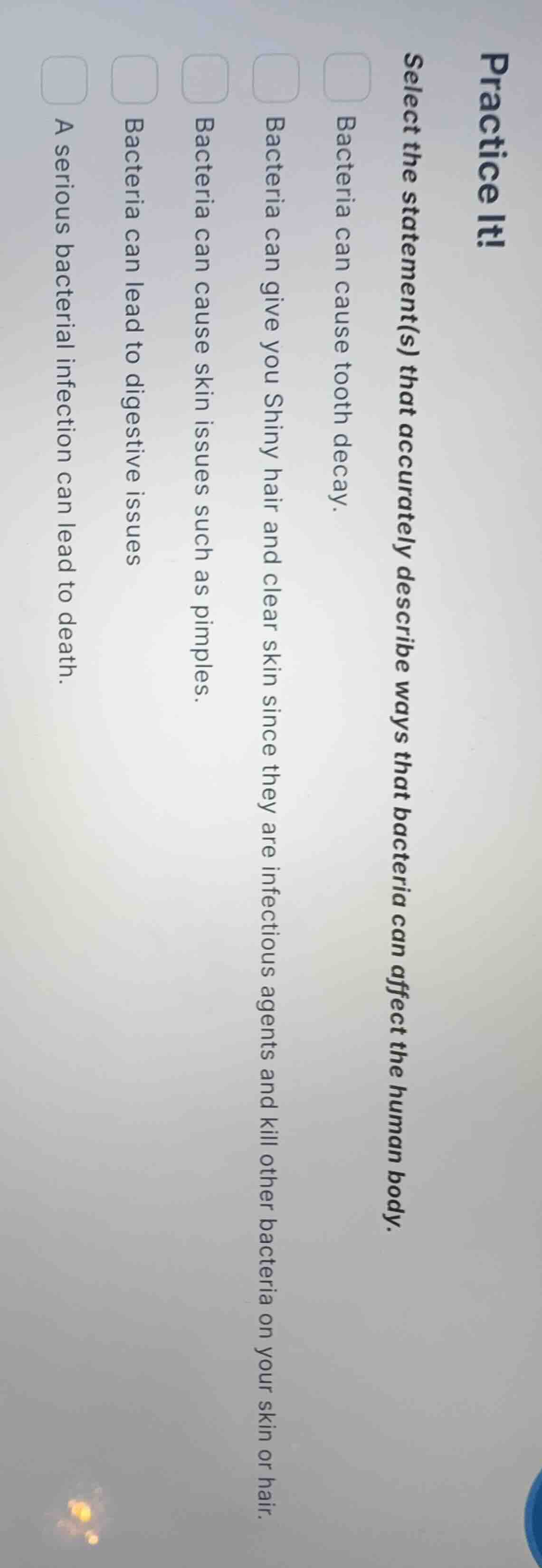 practice it! select the statement(s) that accurately describe ways that…