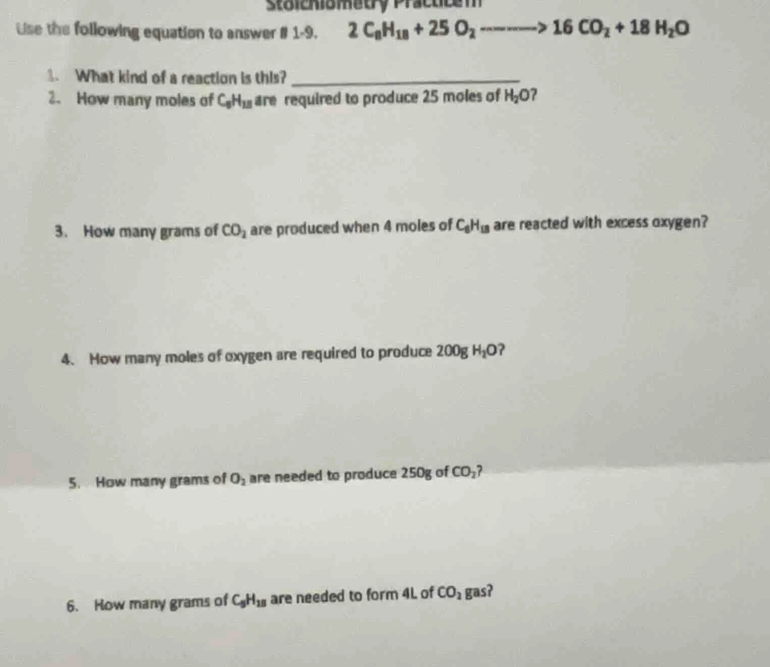 stoichiometry practice use the following equation to answer # 1 - 9. \\…
