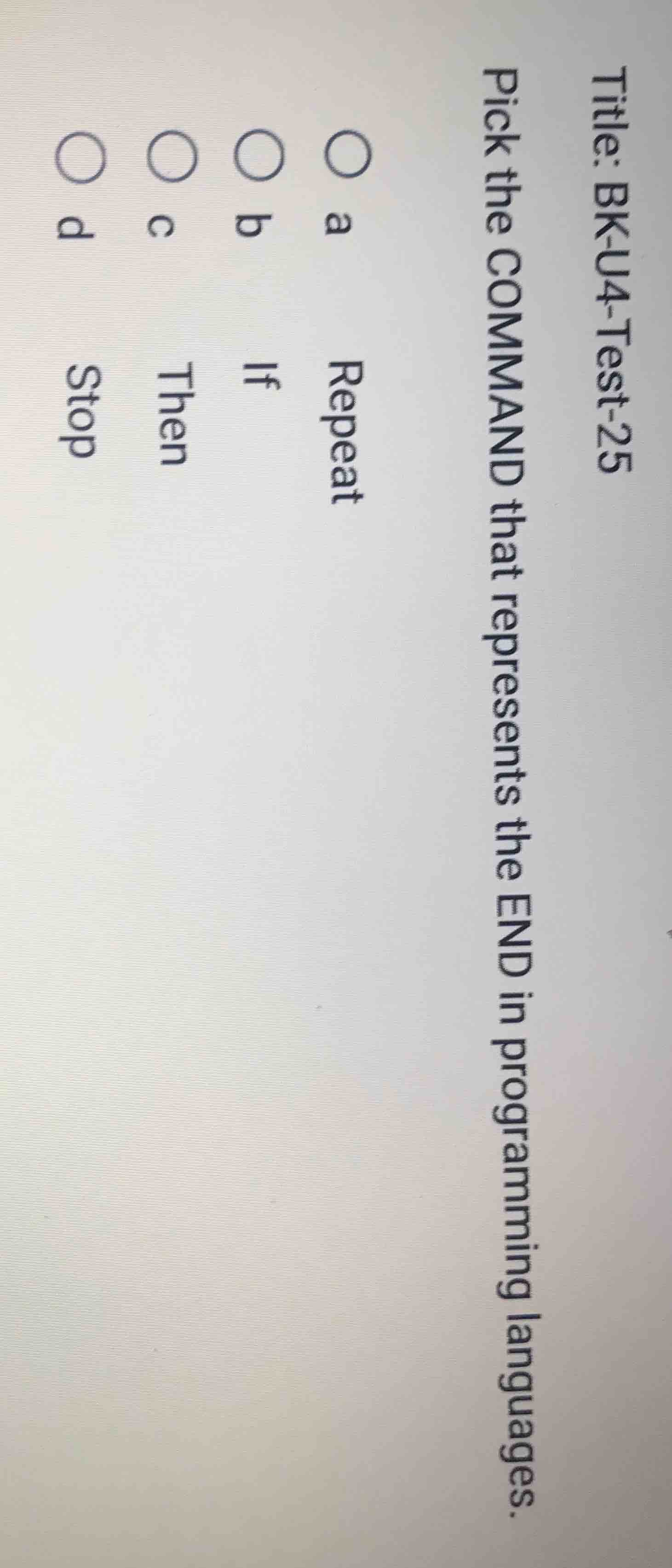 title: bk-u4-test-25 pick the command that represents the end in progra…