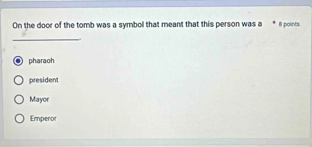 on the door of the tomb was a symbol that meant that this person was a …