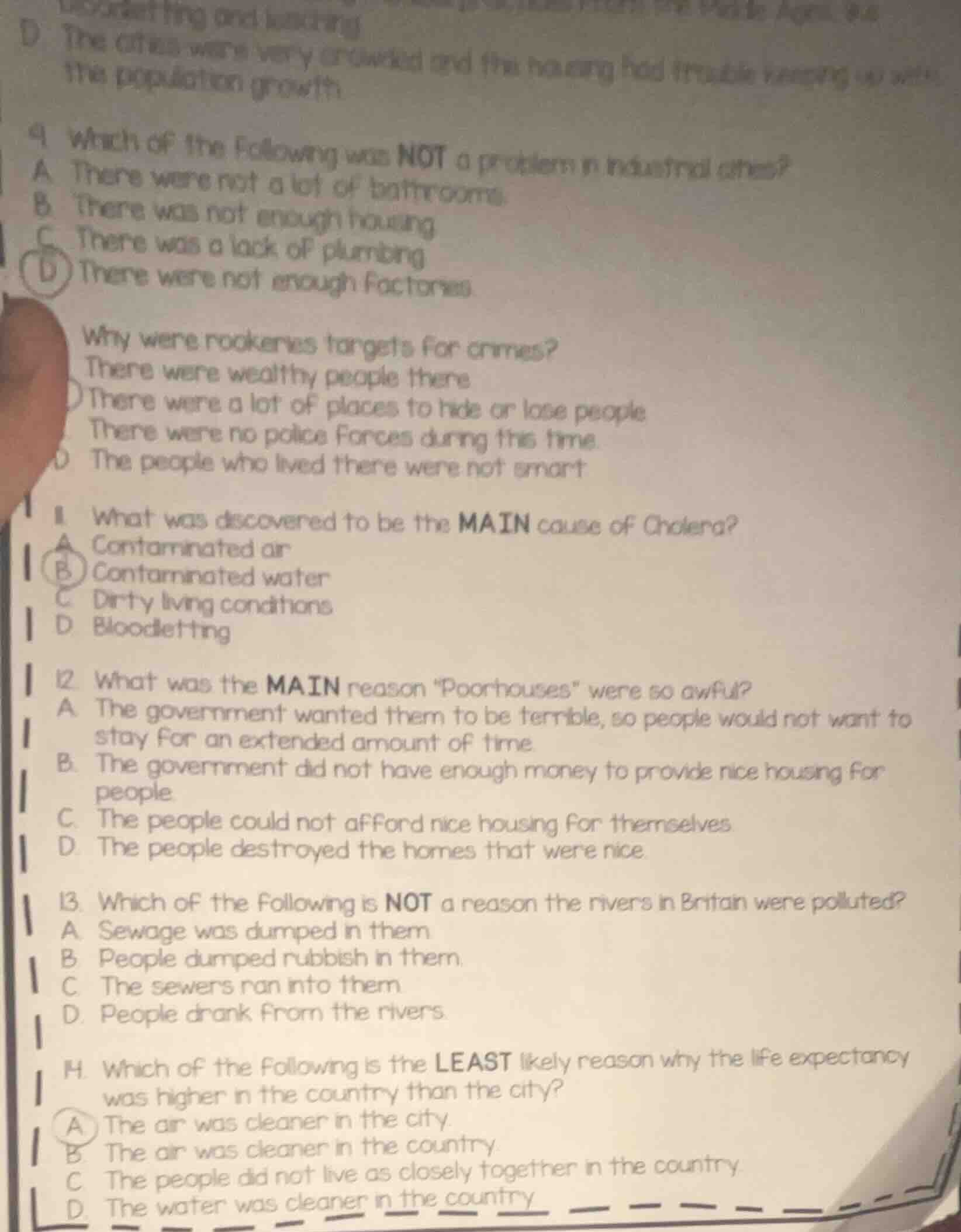 9 which of the following was not a problem in industrial cities? a ther…