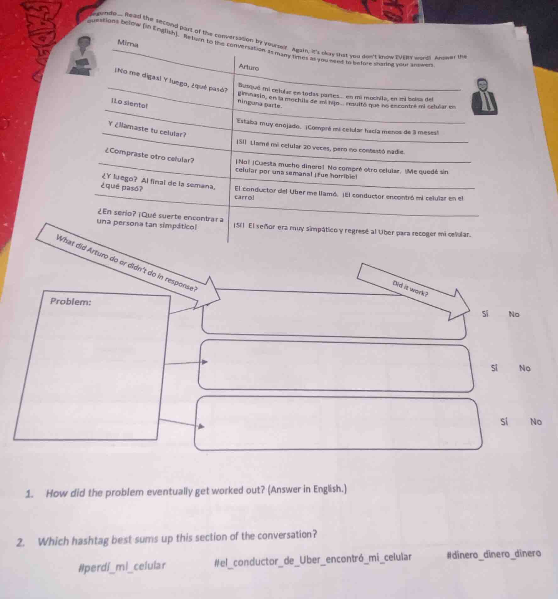 segundo... read the second part of the conversation by yourself. again,…