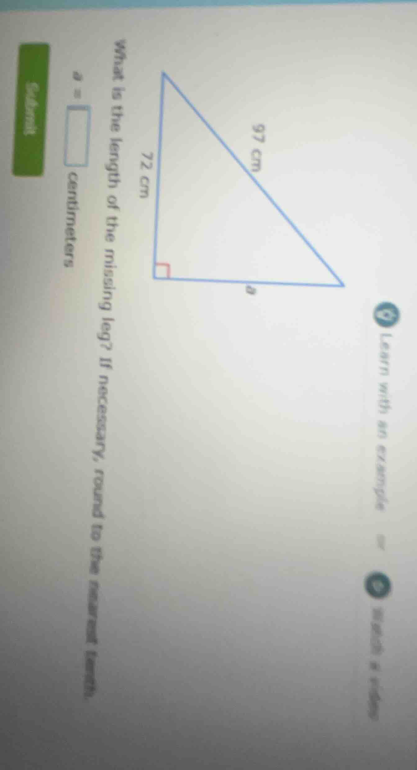 what is the length of the missing leg? if necessary, round to the neare…