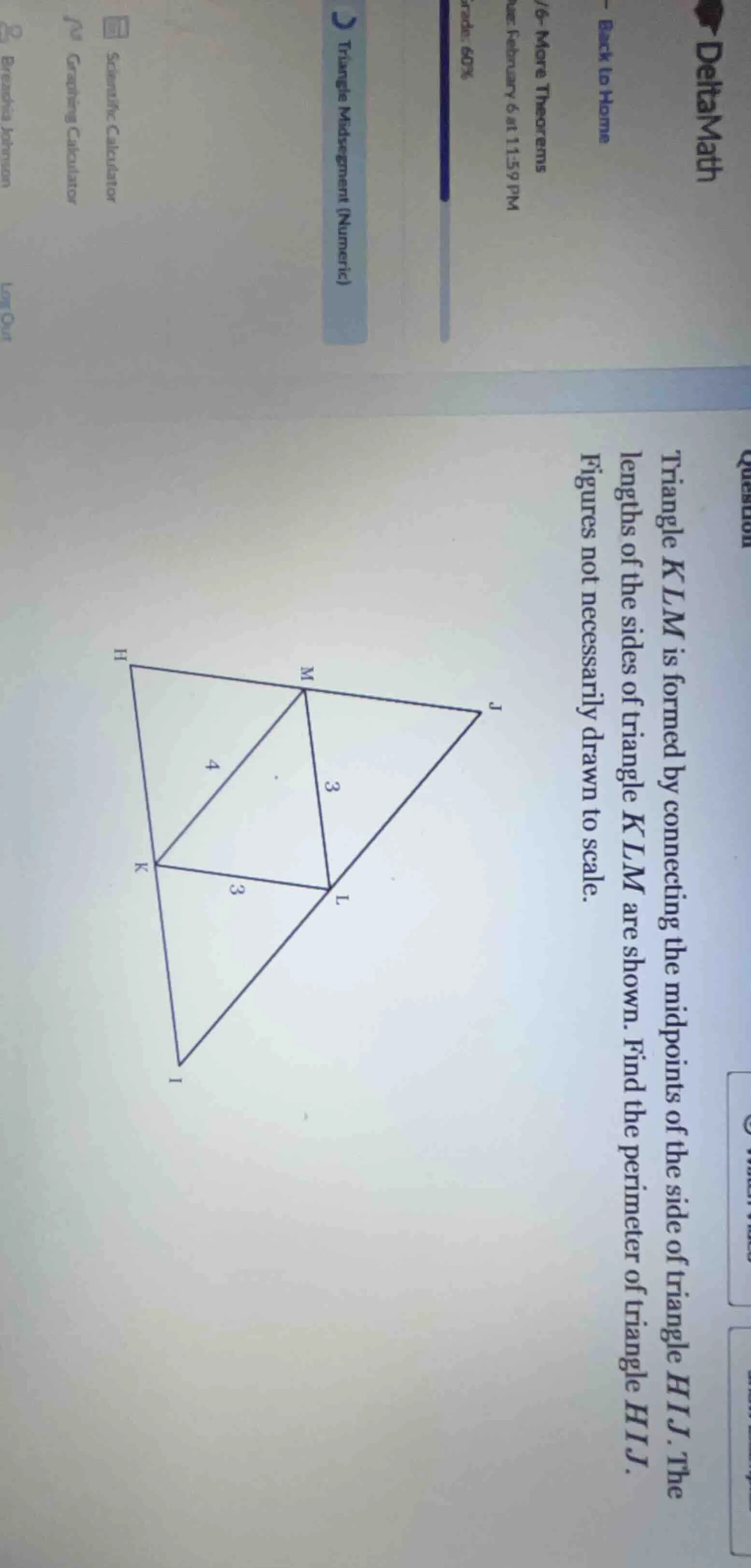 triangle klm is formed by connecting the midpoints of the side of trian…