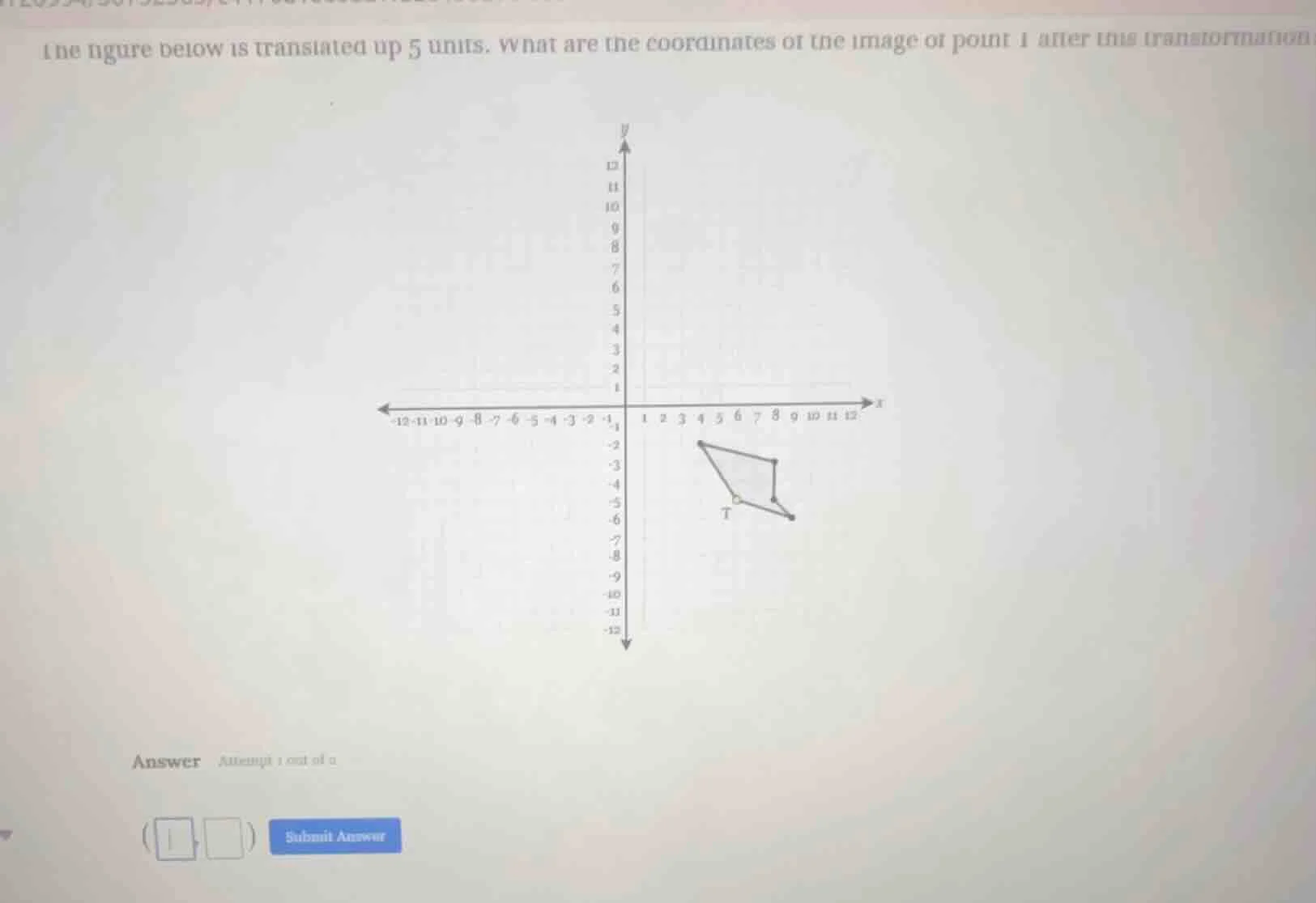 the figure below is translated up 5 units. what are the coordinates of …