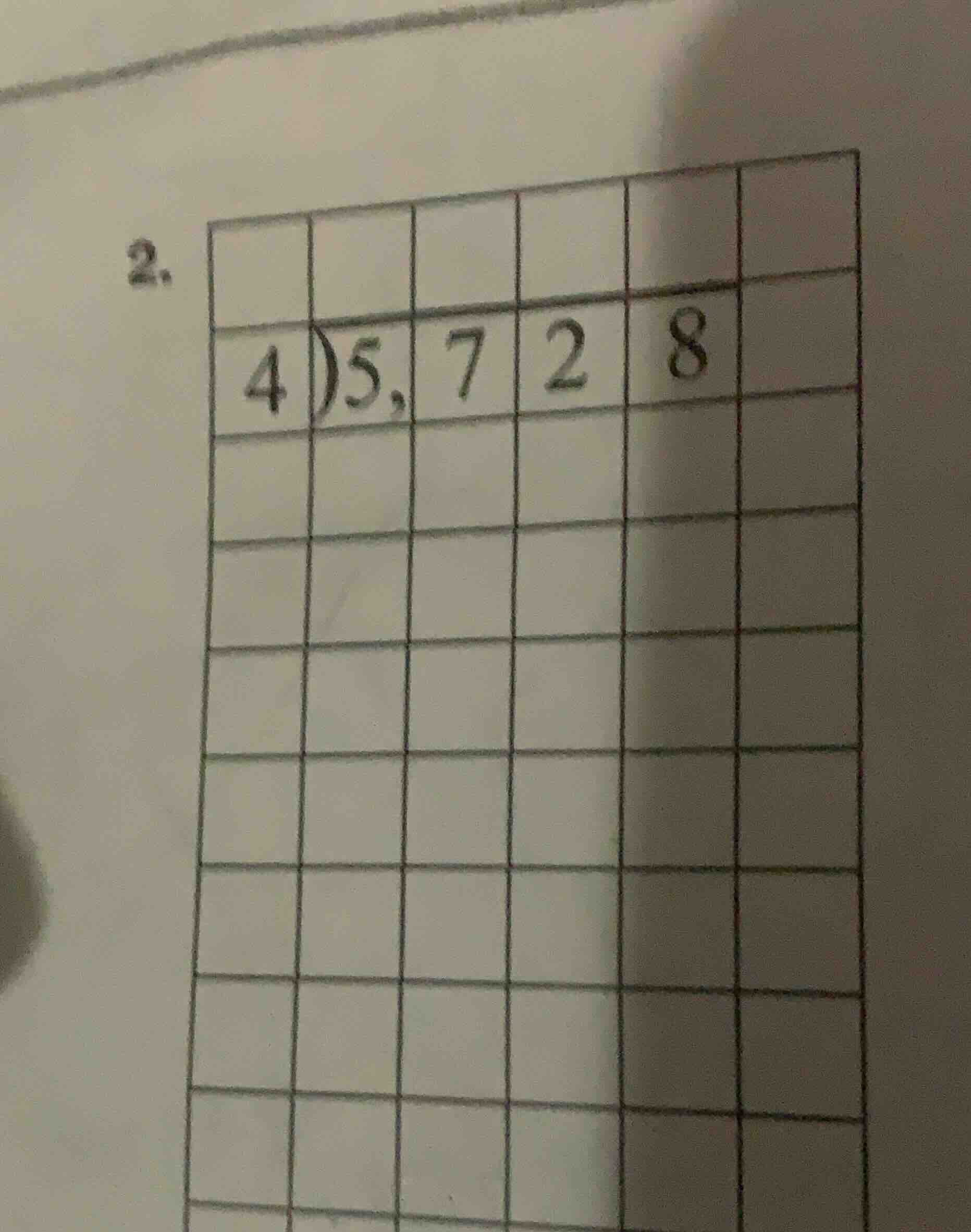 2. \\(4\\enclose{longdiv}{5.728}\\)