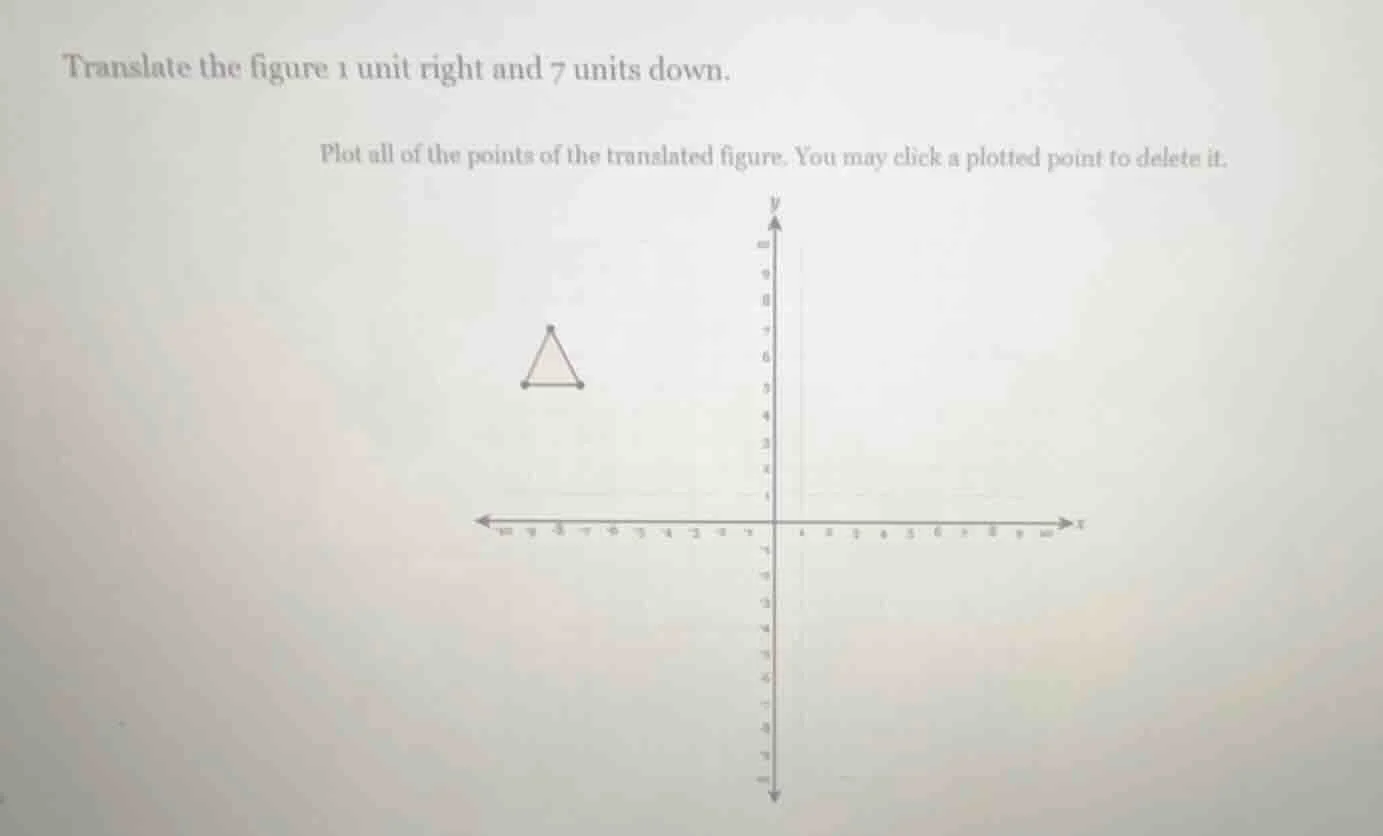 translate the figure 1 unit right and 7 units down. plot all of the poi…