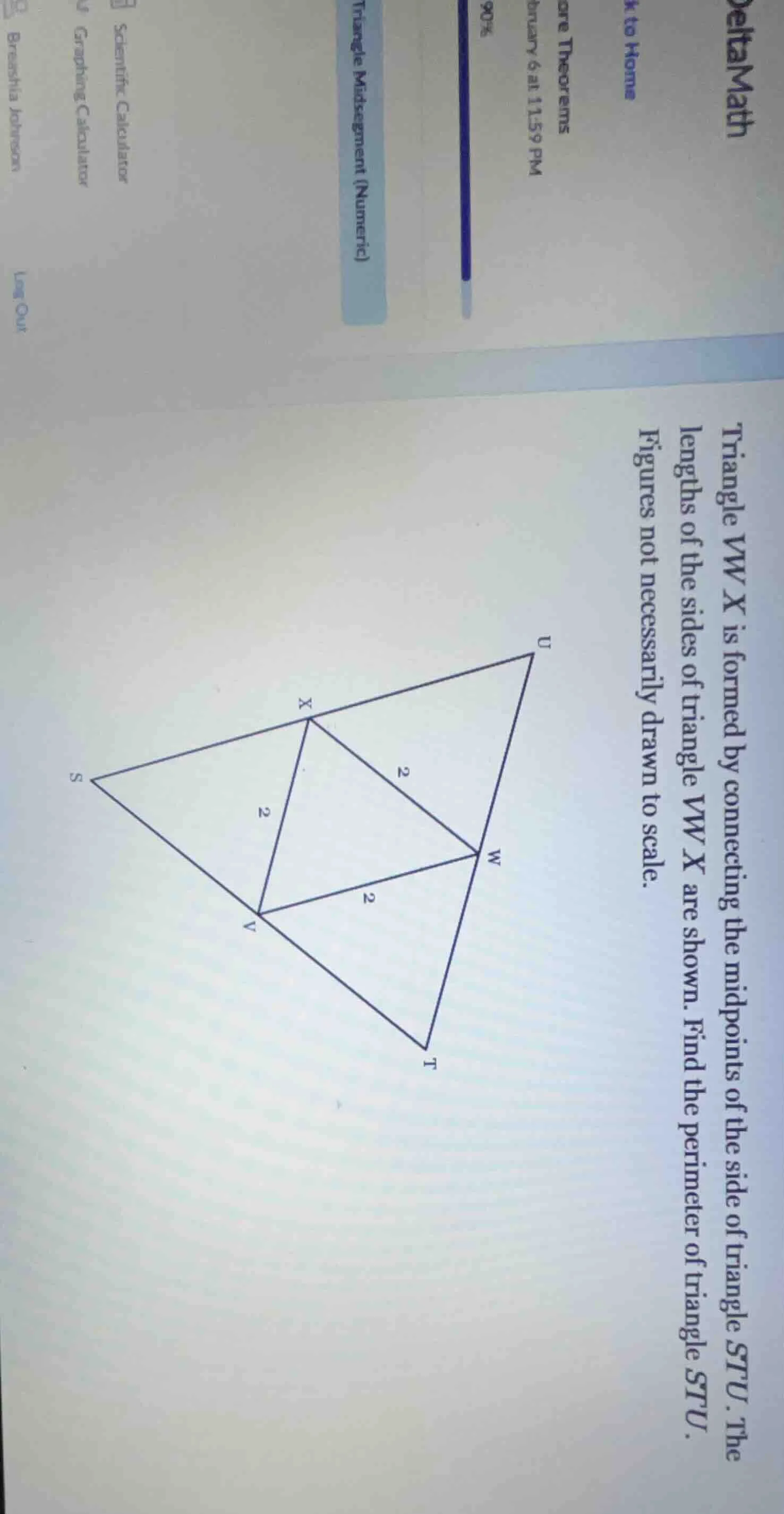 triangle vwx is formed by connecting the midpoints of the side of trian…