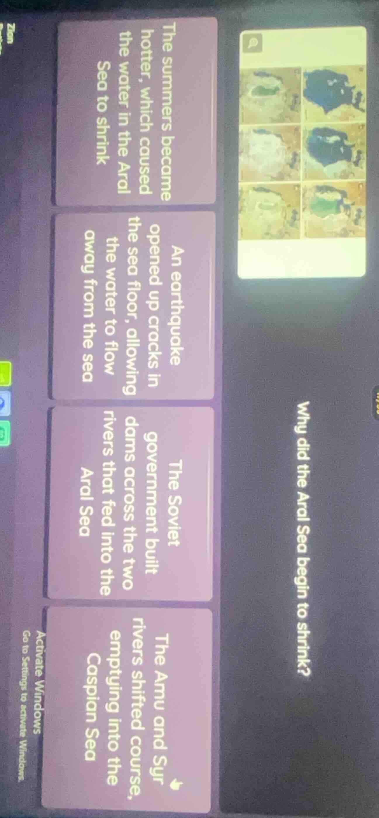 why did the aral sea begin to shrink? the summers became hotter, which …