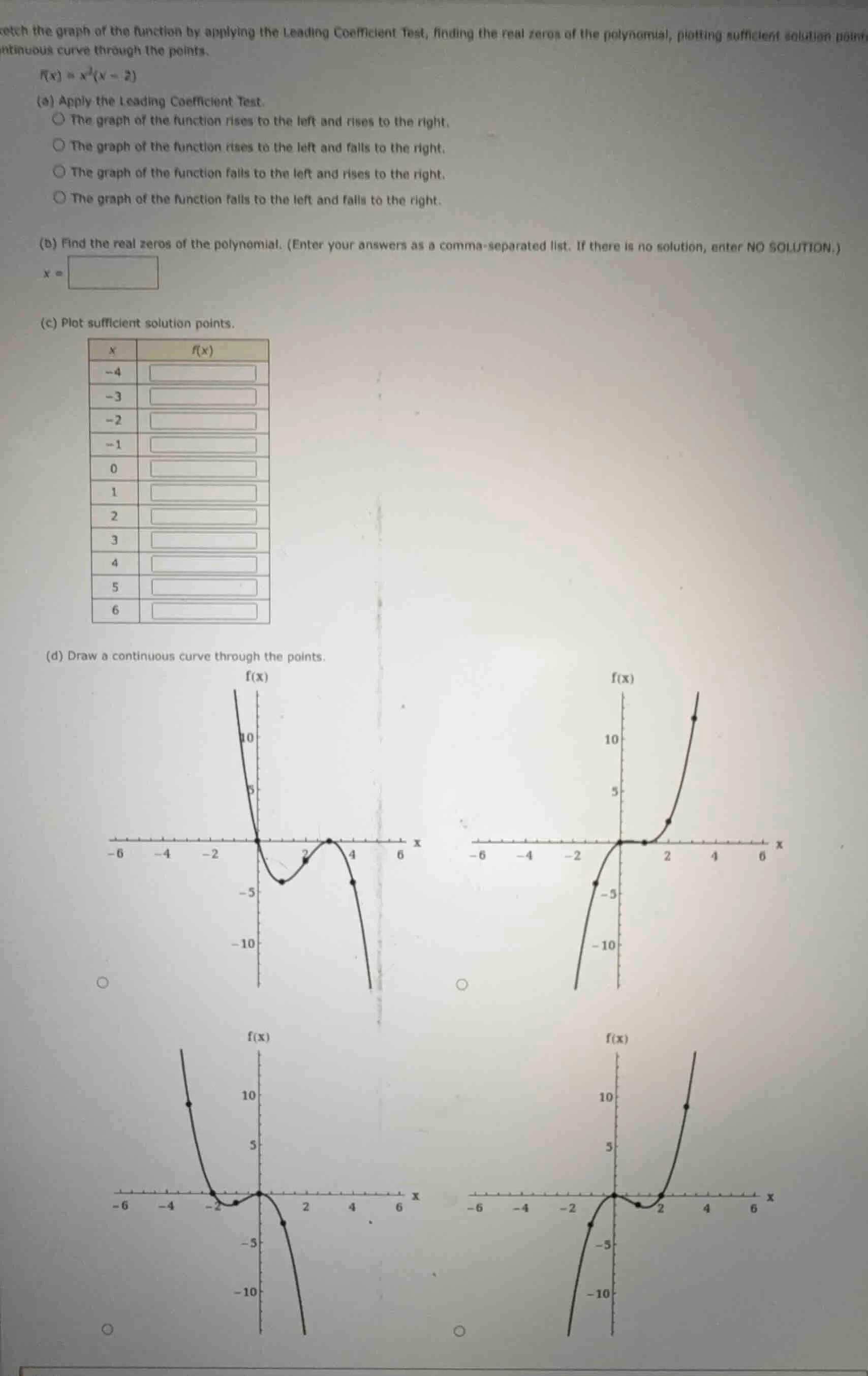 etch the graph of the function by applying the leading coefficient test…