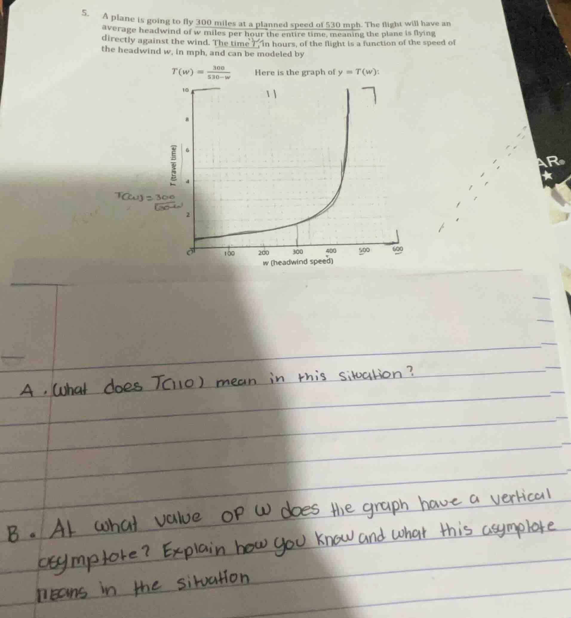 5. a plane is going to fly 300 miles at a planned speed of 530 mph. the…