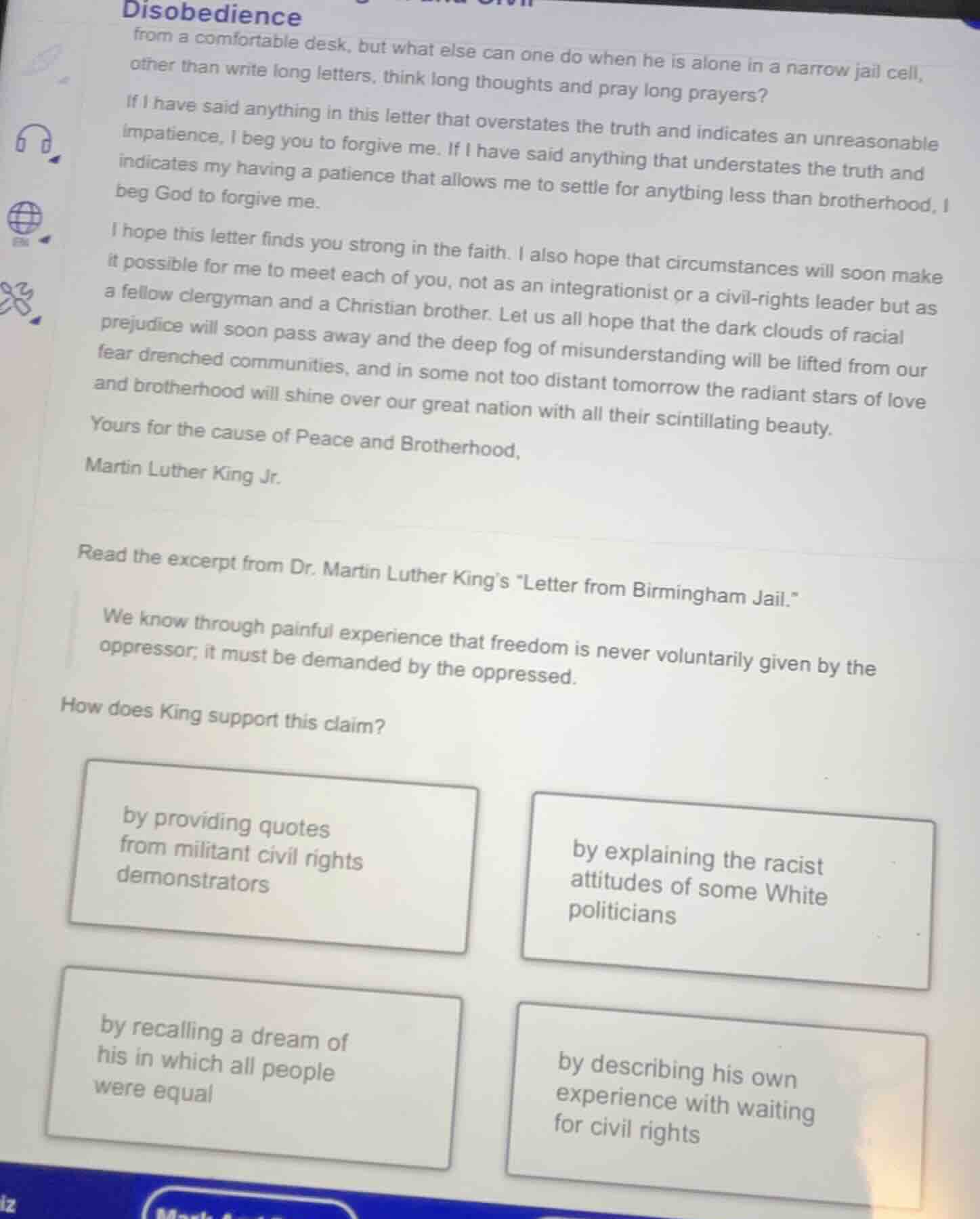 disobedience from a comfortable desk, but what else can one do when he …