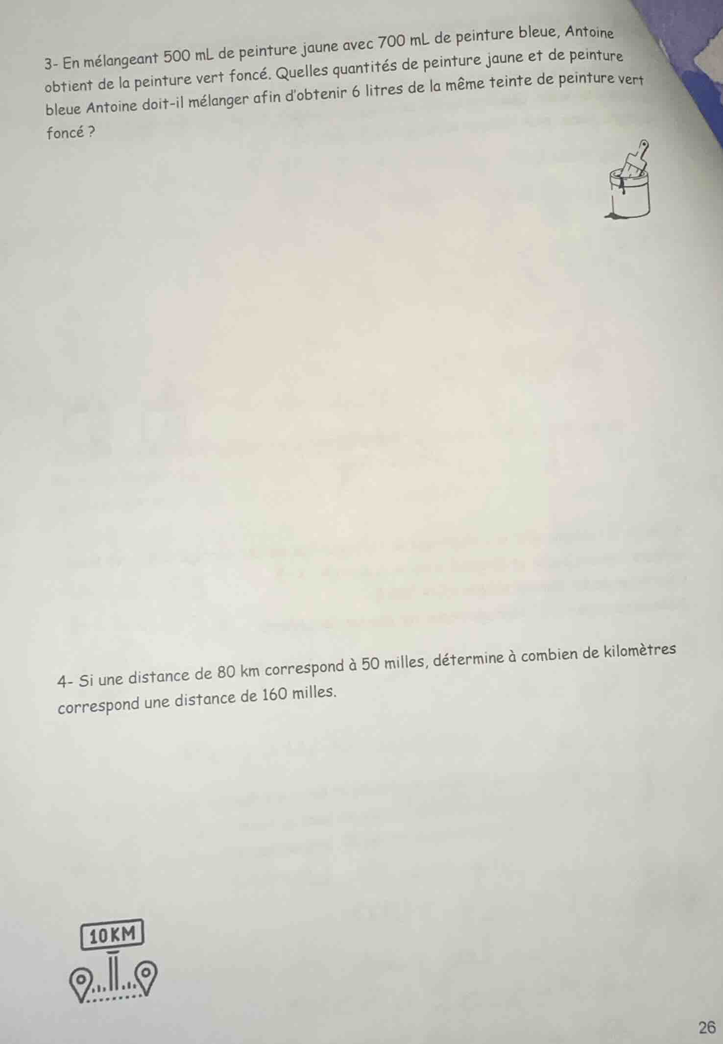 3- en mélangeant 500 ml de peinture jaune avec 700 ml de peinture bleue…