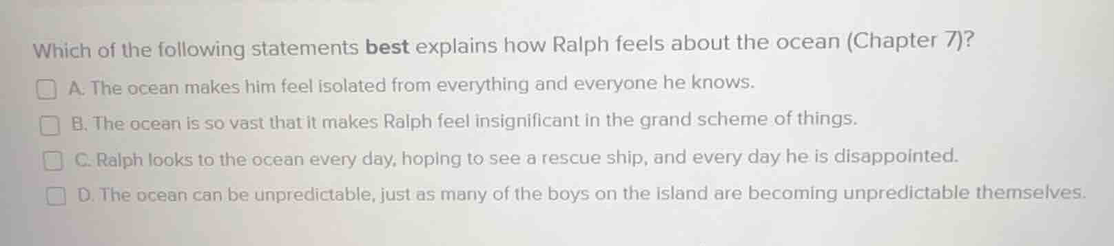 which of the following statements best explains how ralph feels about t…