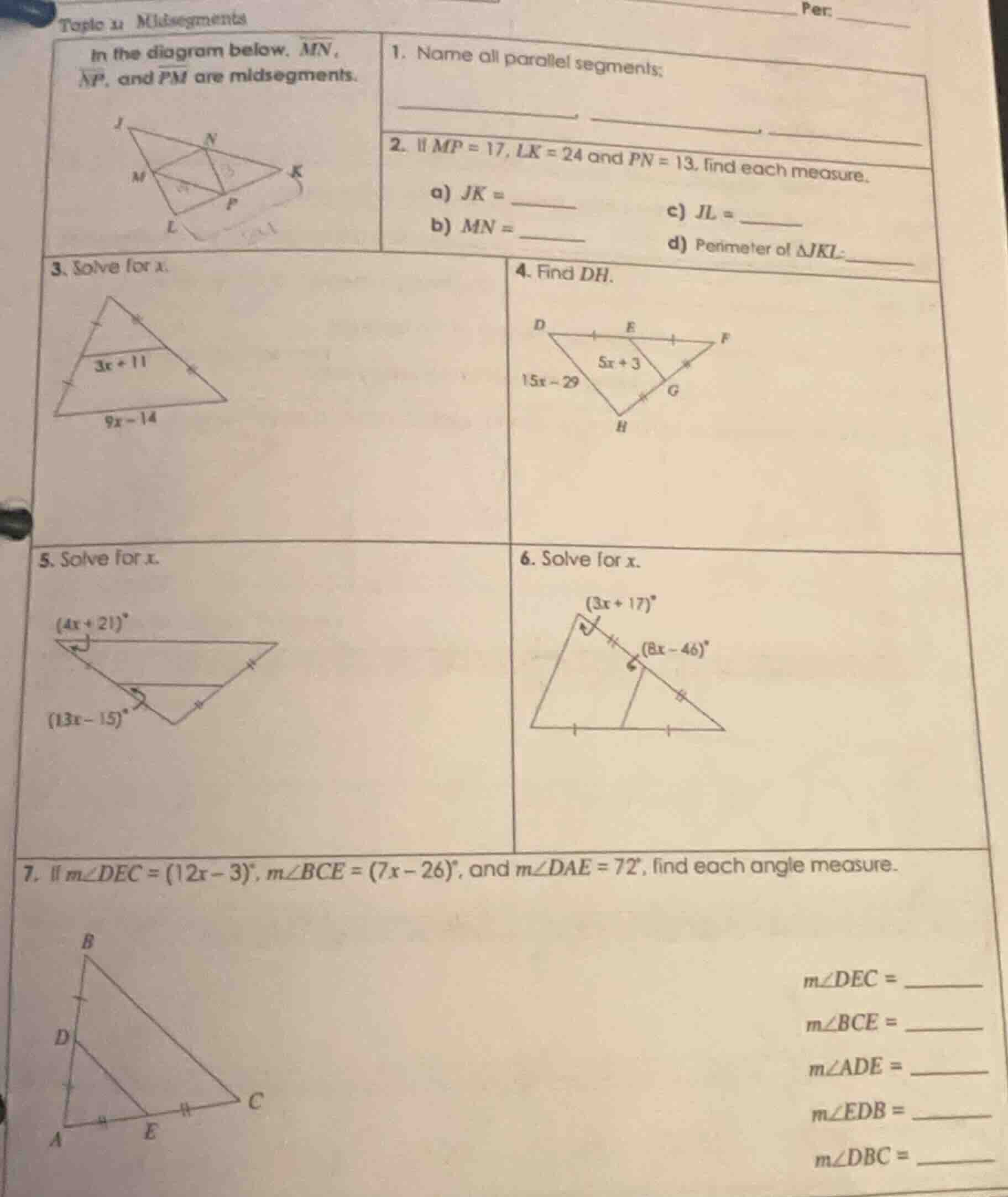 topic 11 midsegments in the diagram below, \\(\\overline{mn}\\), \\(\\o…