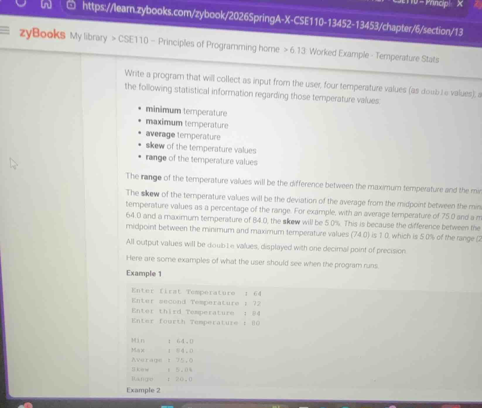 write a program that will collect as input from the user, four temperat…