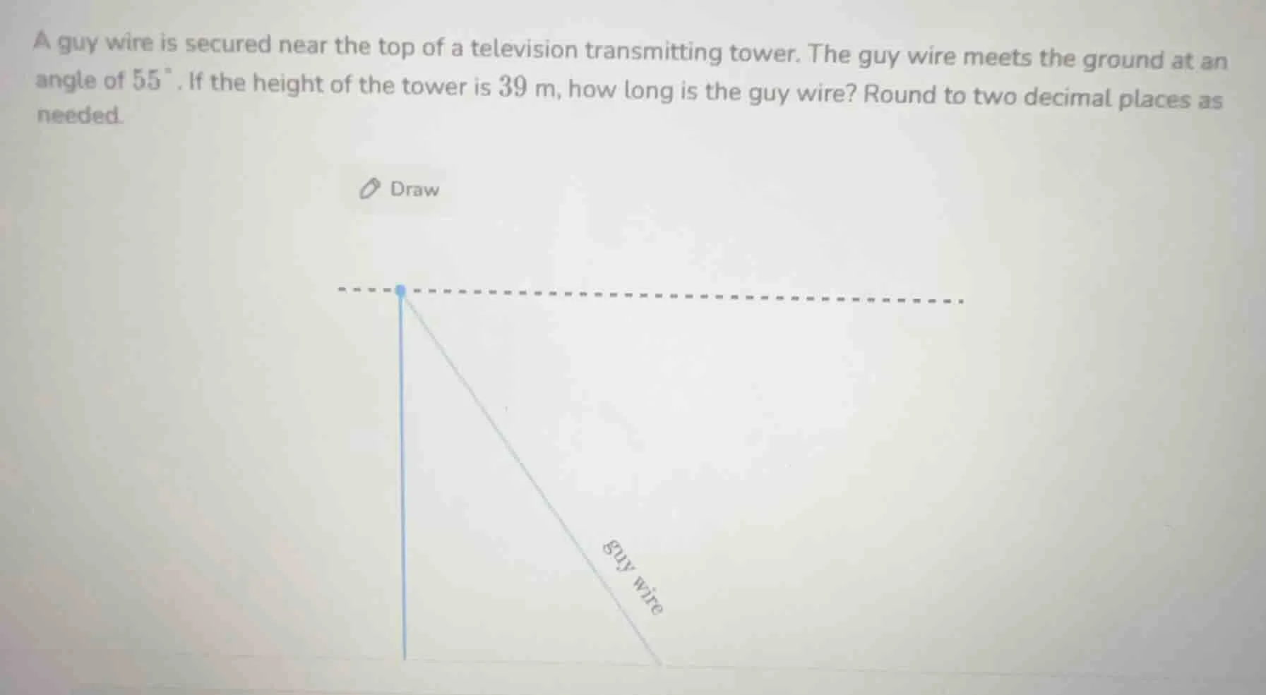 a guy wire is secured near the top of a television transmitting tower. …