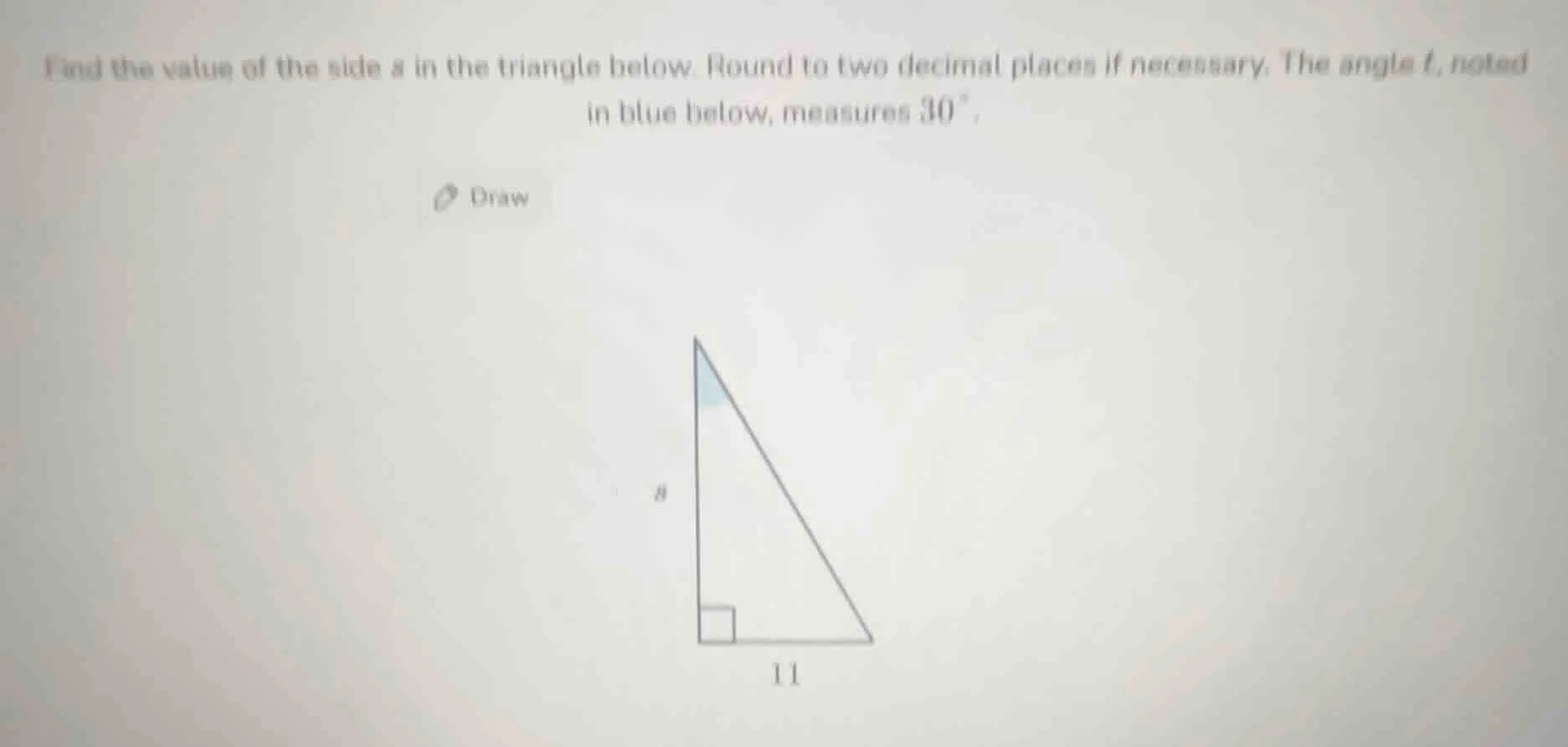 find the value of the side a in the triangle below. round to two decima…