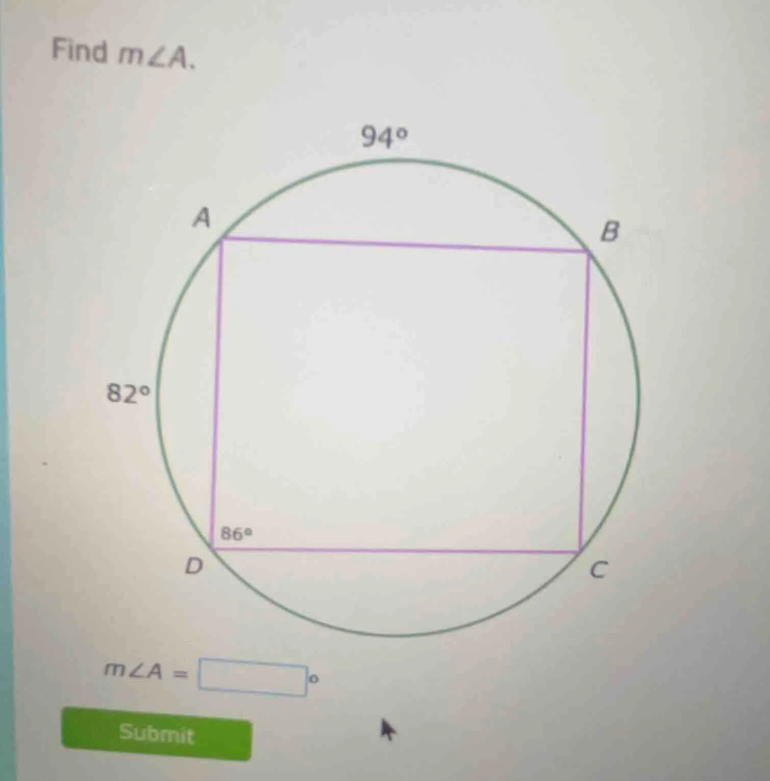 find ( mangle a ).( mangle a = square^circ )submit