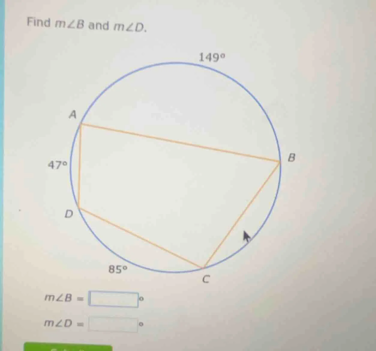 find ( mangle b ) and ( mangle d ).( mangle b = square^circ )( mangle d…