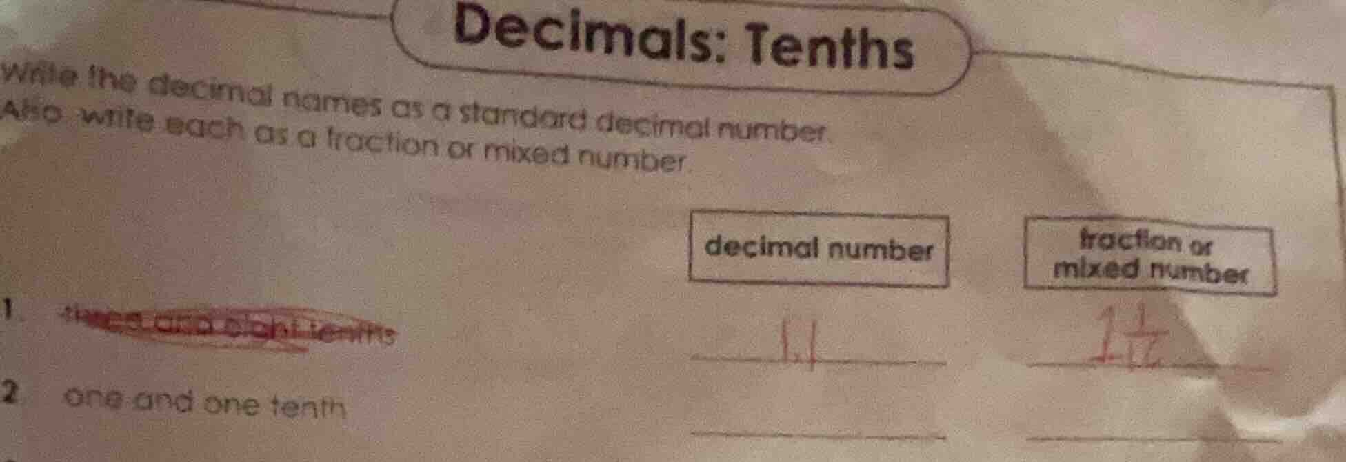 decimals: tenths write the decimal names as a standard decimal number. …