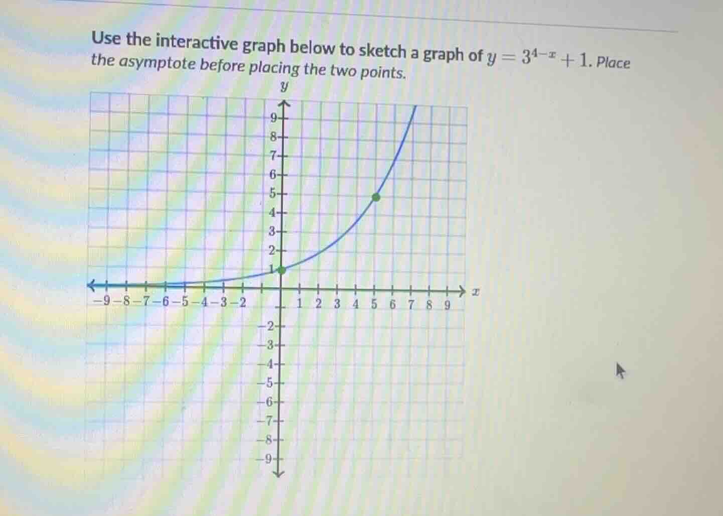 use the interactive graph below to sketch a graph of $y = 3^{4 - x} + 1…
