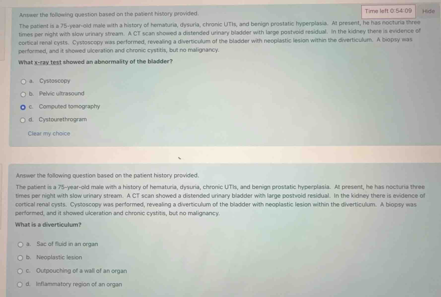 answer the following question based on the patient history provided. th…