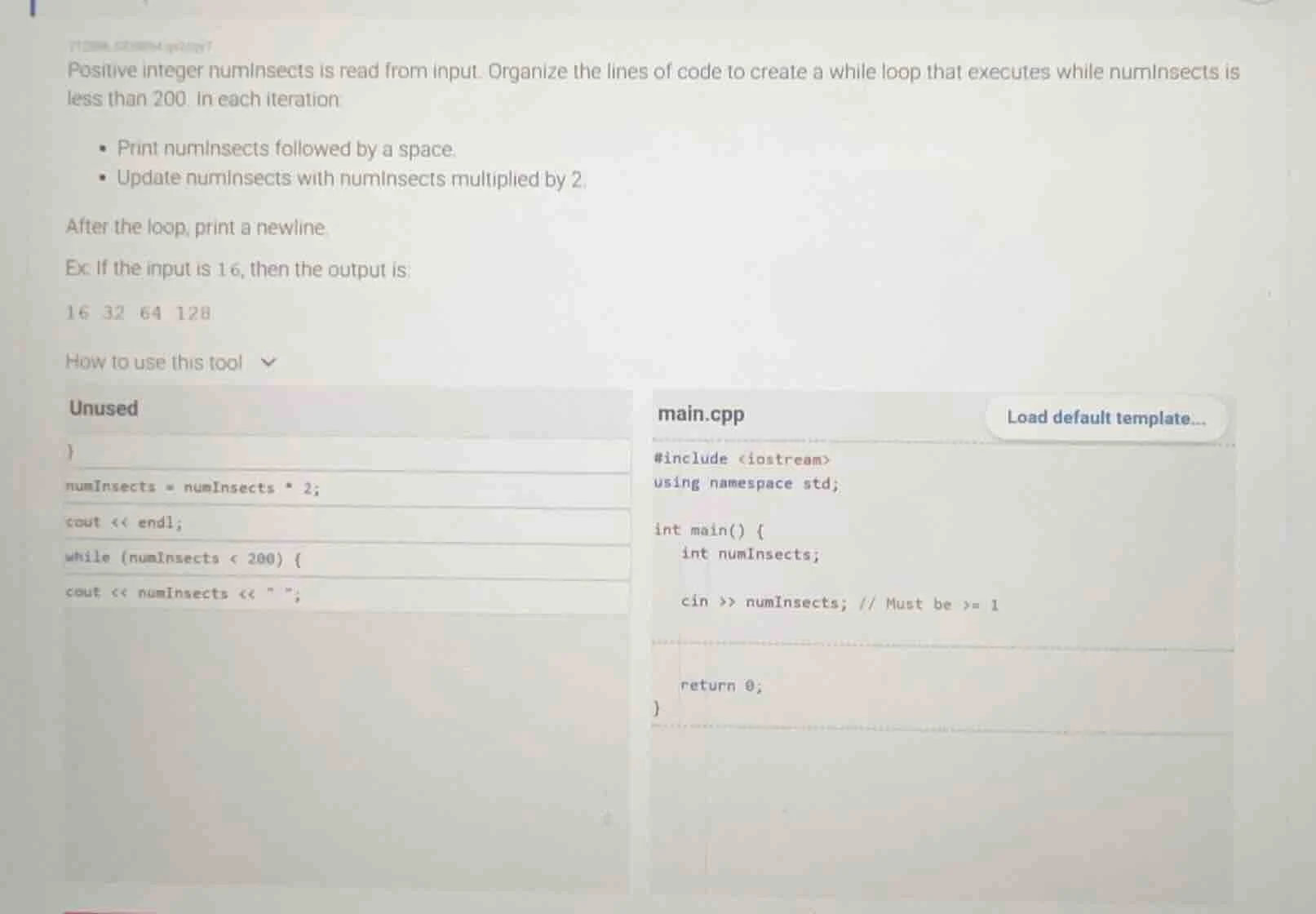 positive integer numinsects is read from input. organize the lines of c…