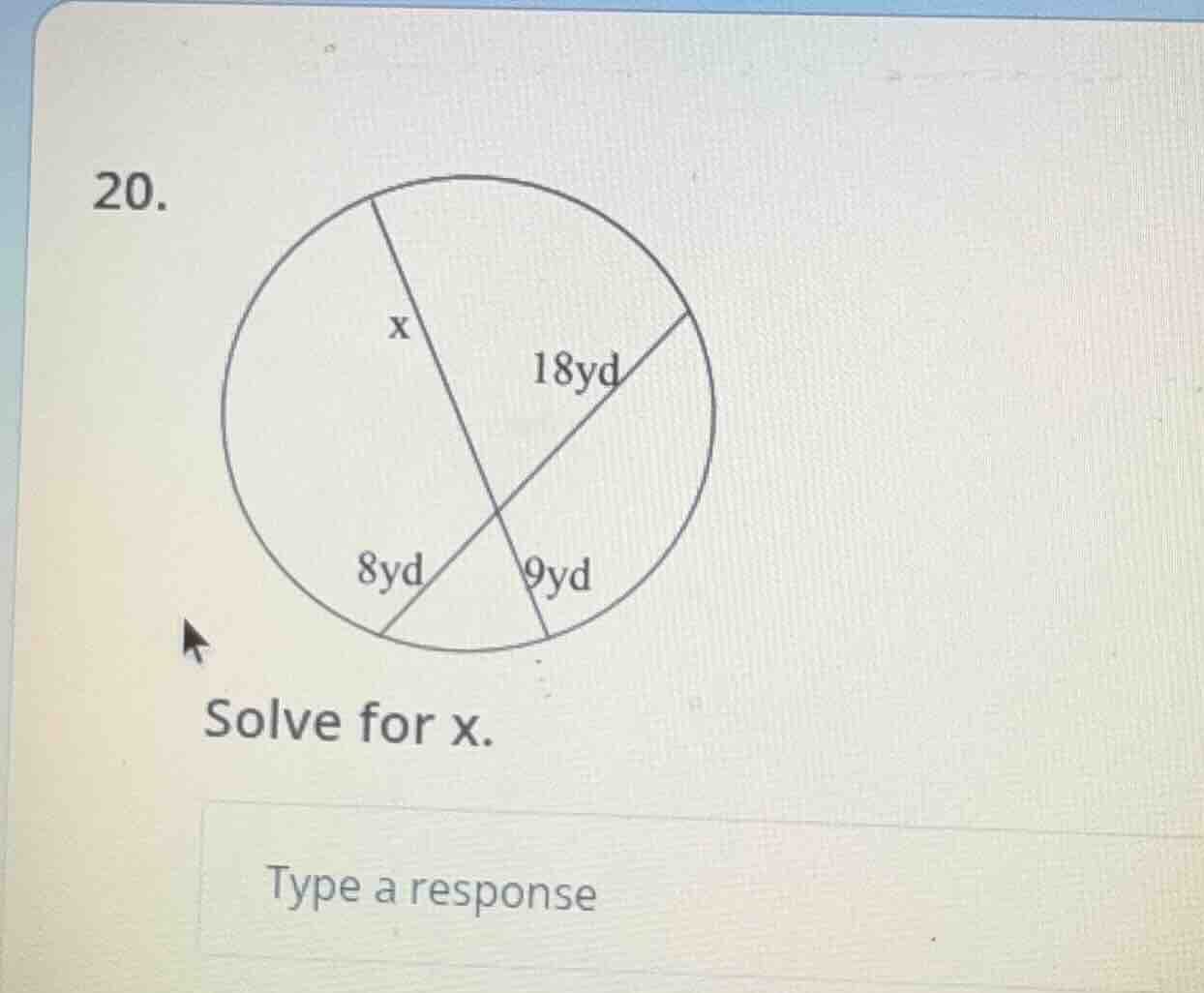 20. solve for x. type a response
