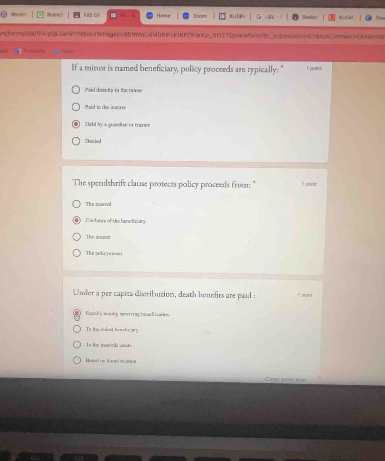 if a minor is named beneficiary, policy proceeds are typically: paid di…