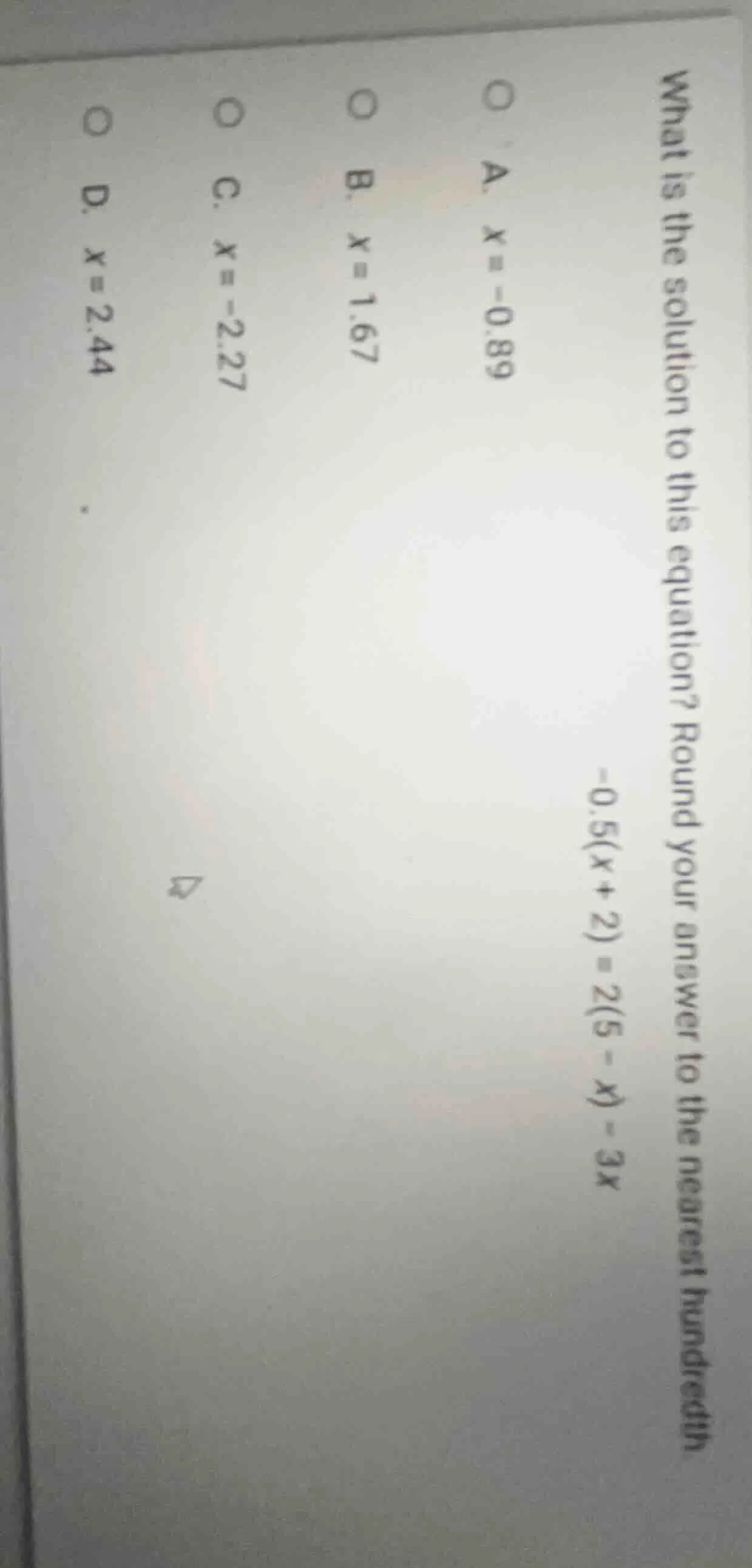 what is the solution to this equation? round your answer to the nearest…