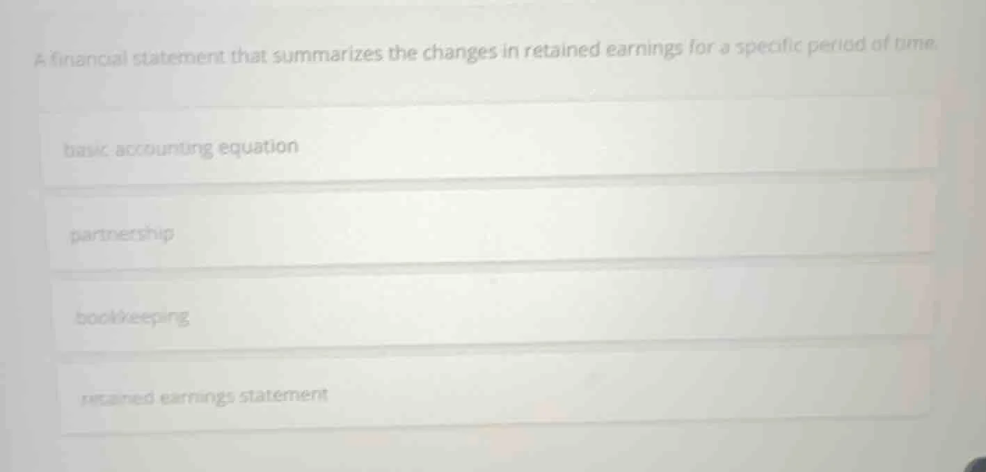 a financial statement that summarizes the changes in retained earnings …