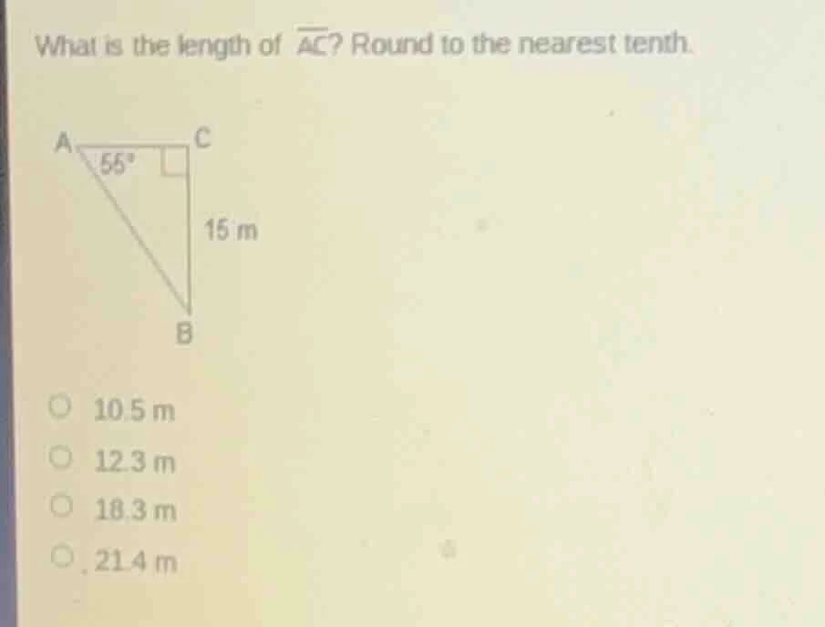 what is the length of $overline{ac}$? round to the nearest tenth. a 55°…