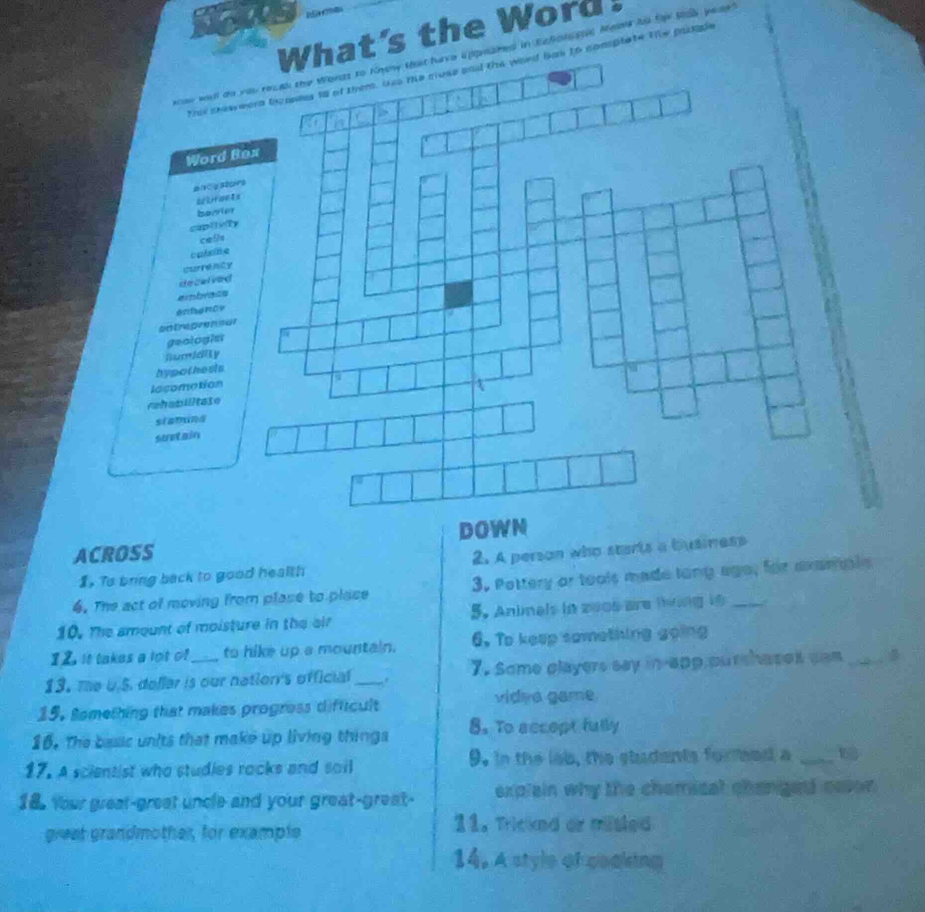 whats the word? how well do you recall the words to know that have appe…