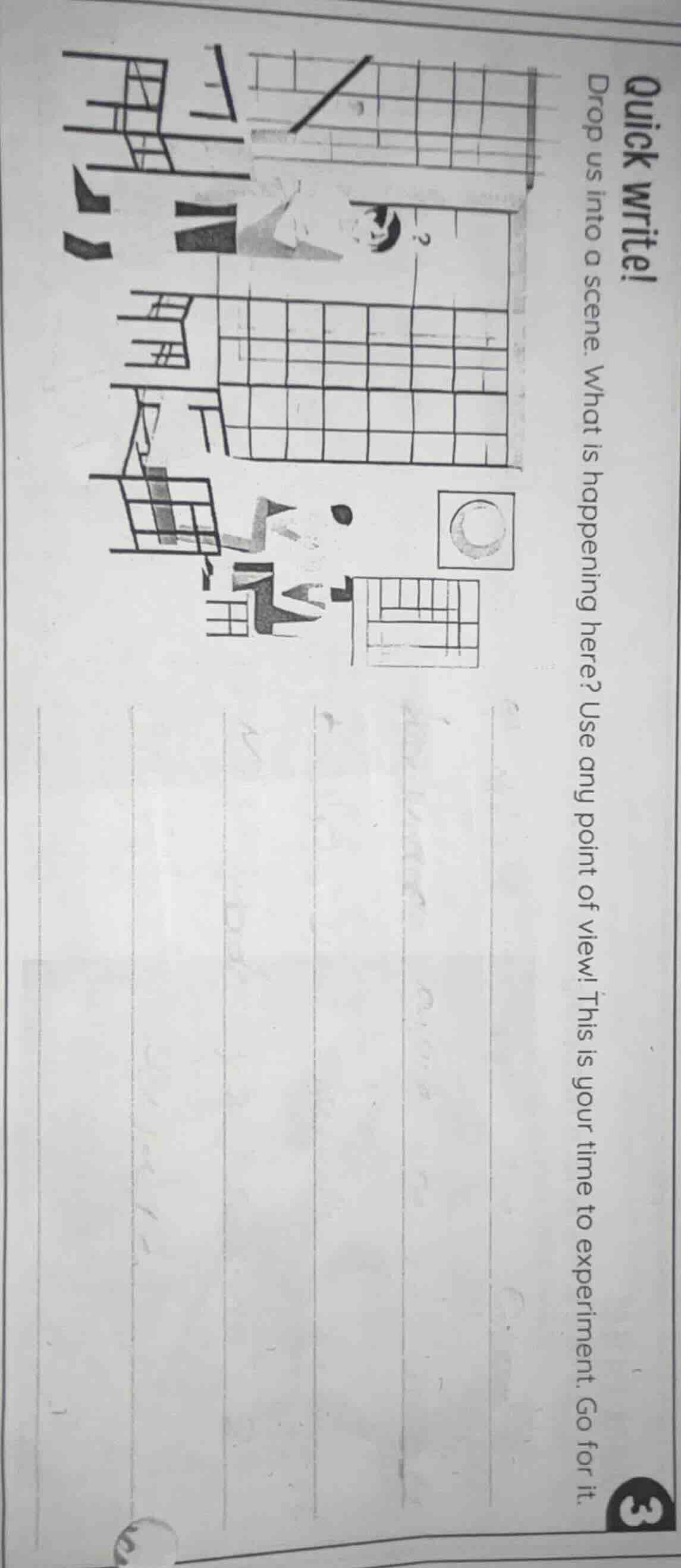 quick write! drop us into a scene. what is happening here? use any poin…