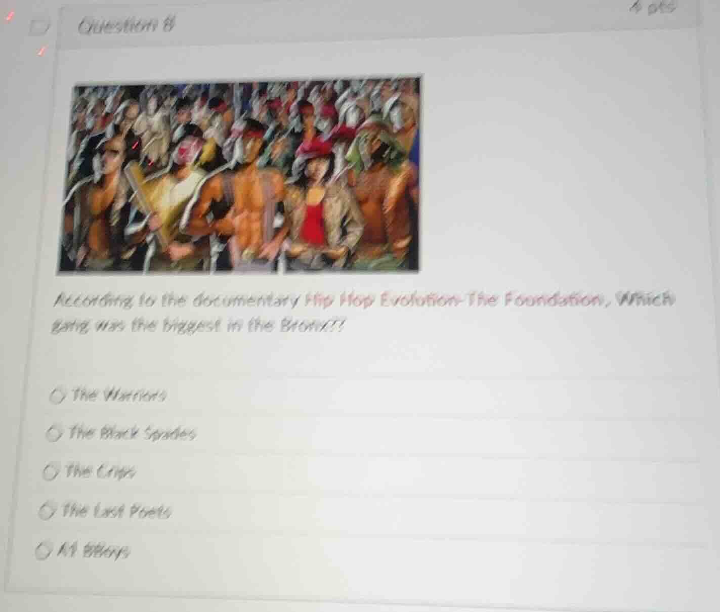 question 8 according to the documentary hip hop evolution - the foundat…