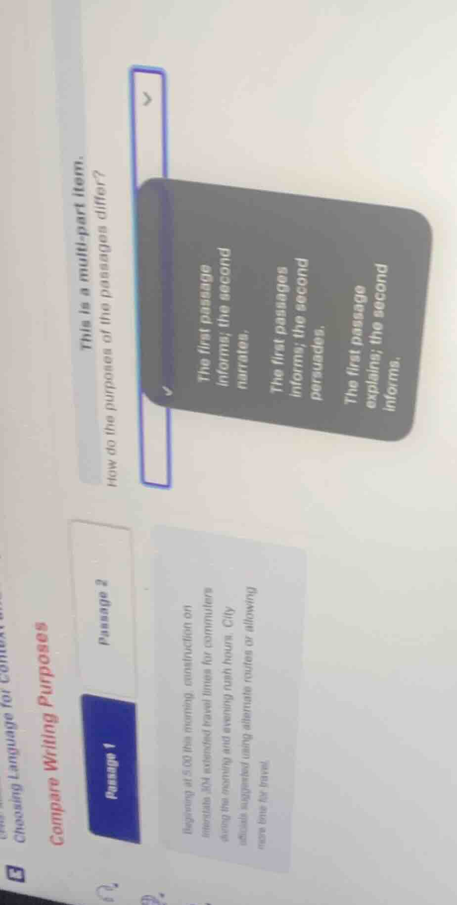 this is a multi - part item. how do the purposes of the passages differ…