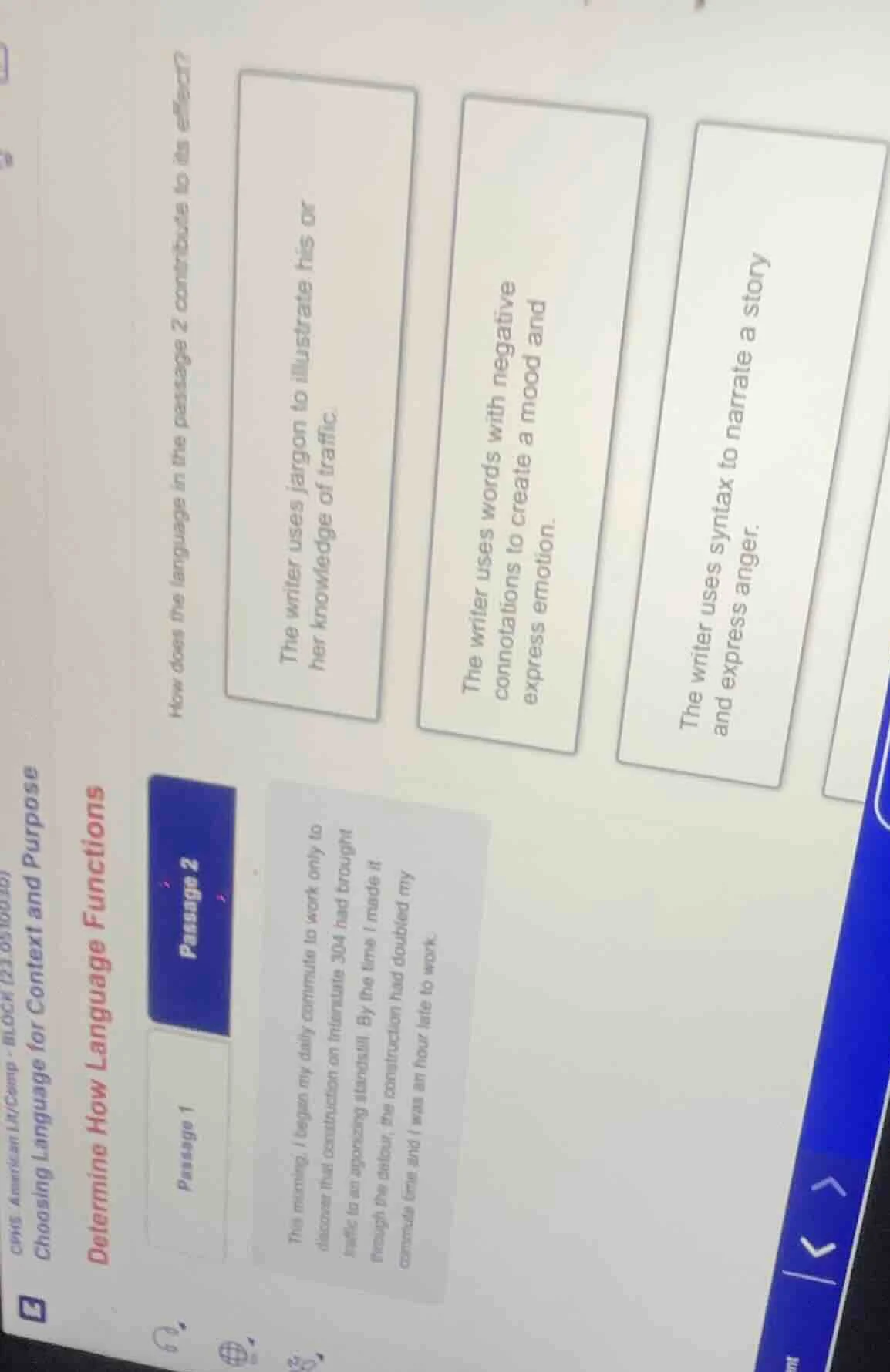 how does the language in the passage 2 contribute to its effect? the mo…