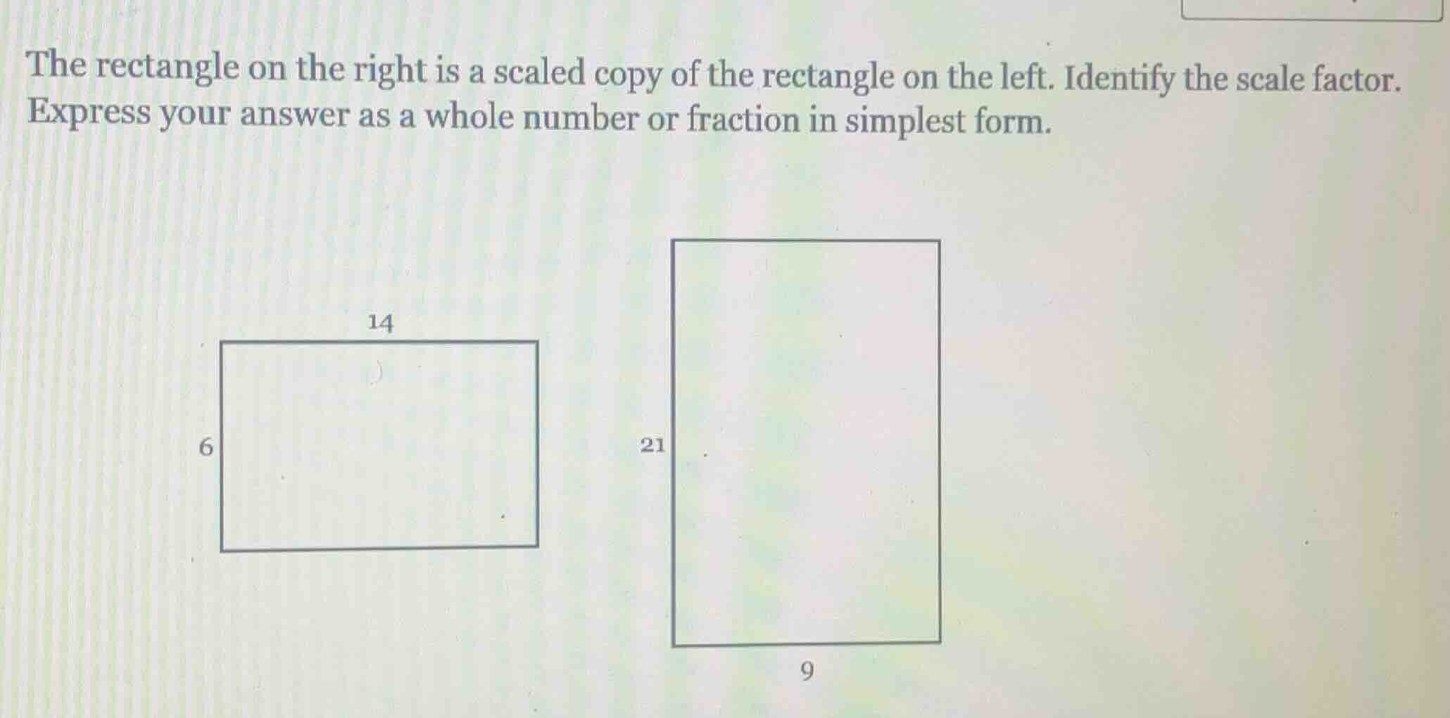 the rectangle on the right is a scaled copy of the rectangle on the lef…
